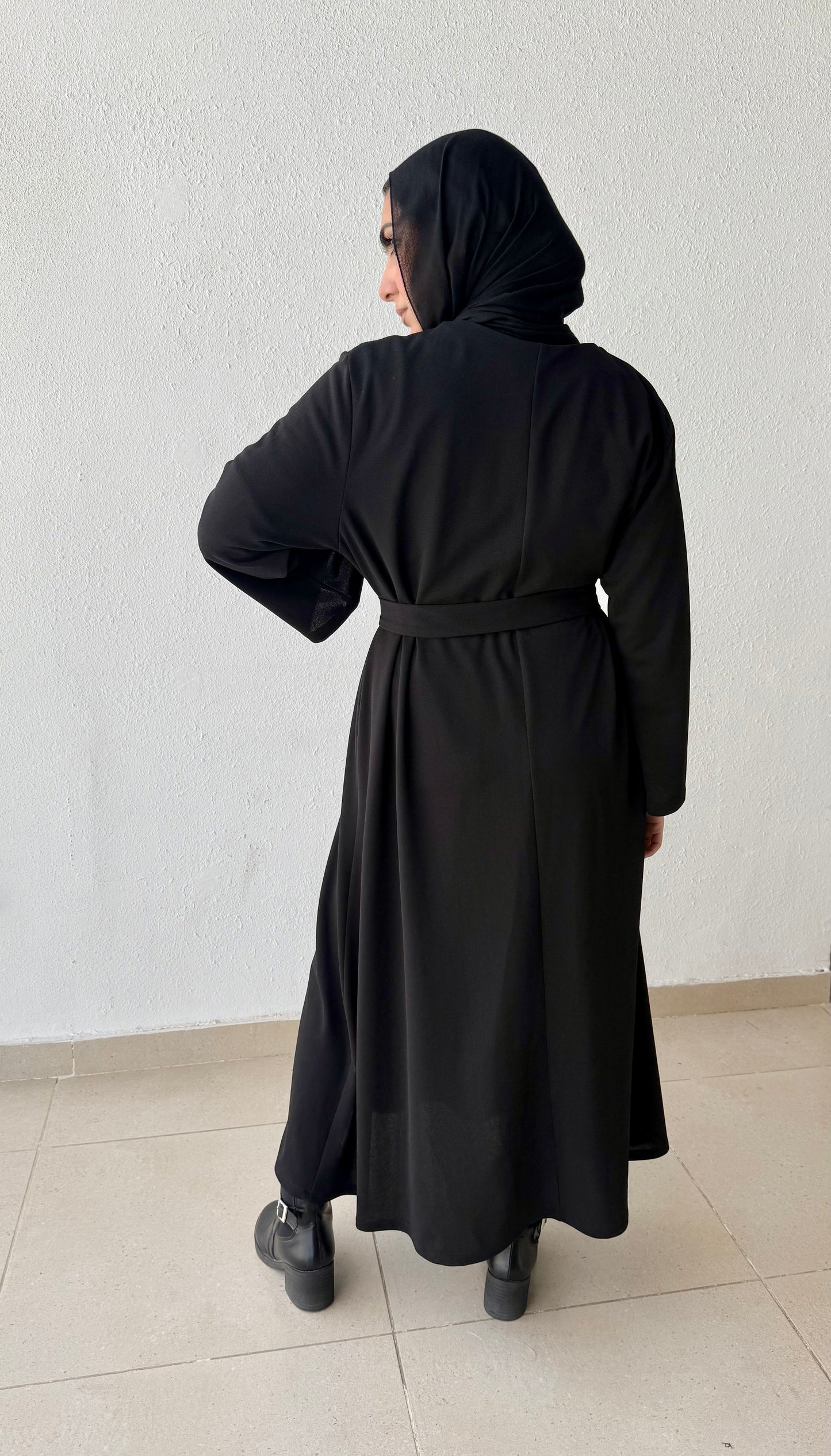 Modest dress with belt