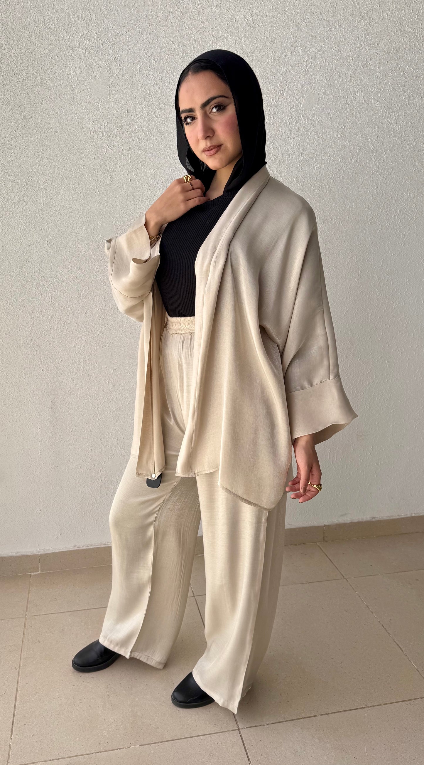 Shimmer satin wide leg pant