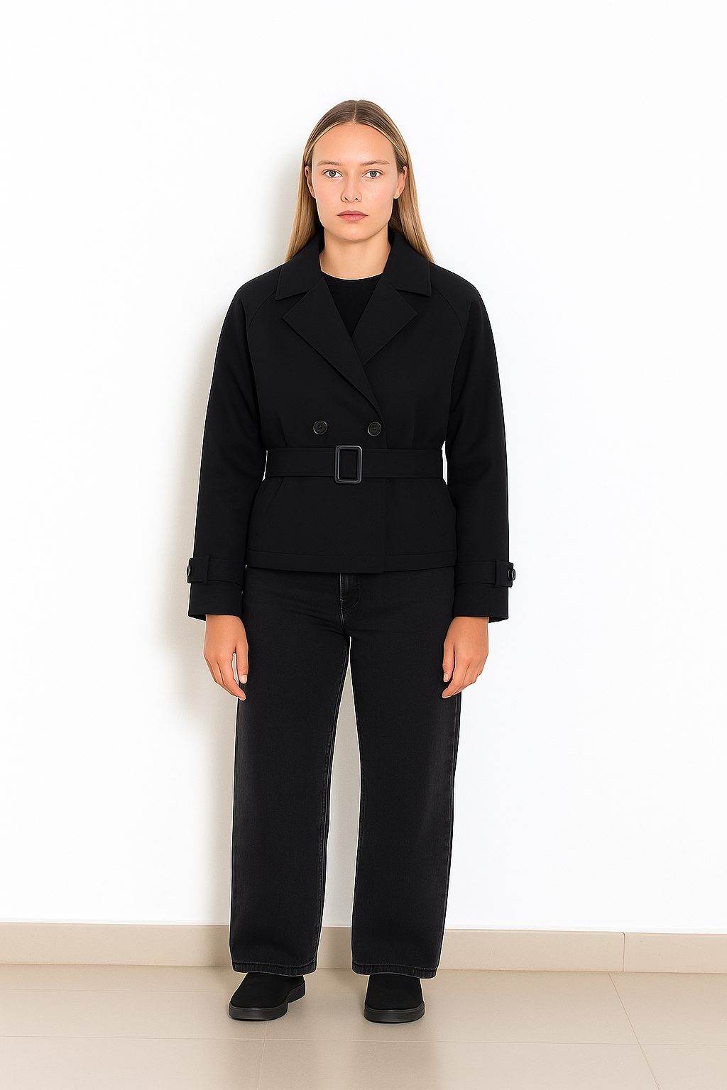 Cropped Trench gabardine jacket