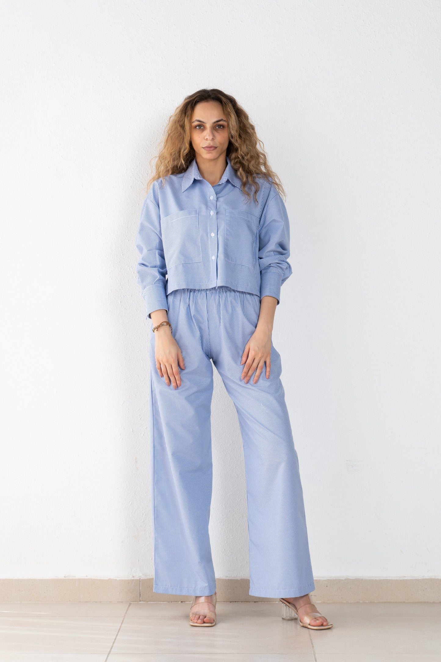 Stripped cropped poplin shirt