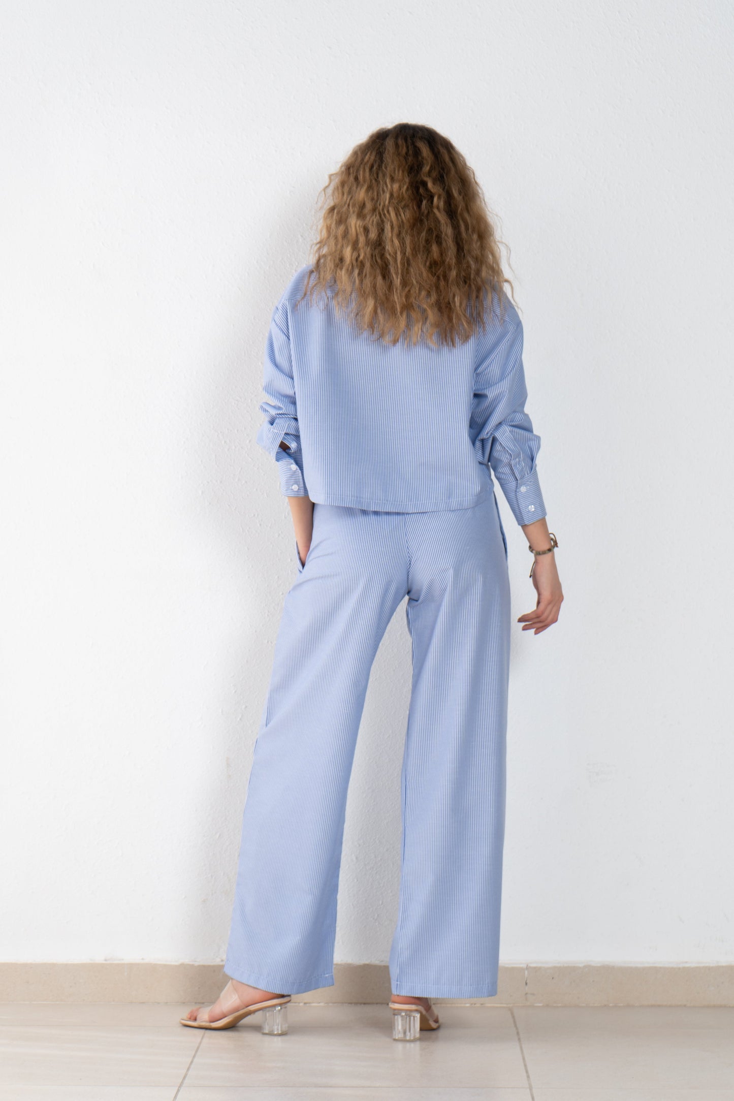 Stripped cropped poplin shirt