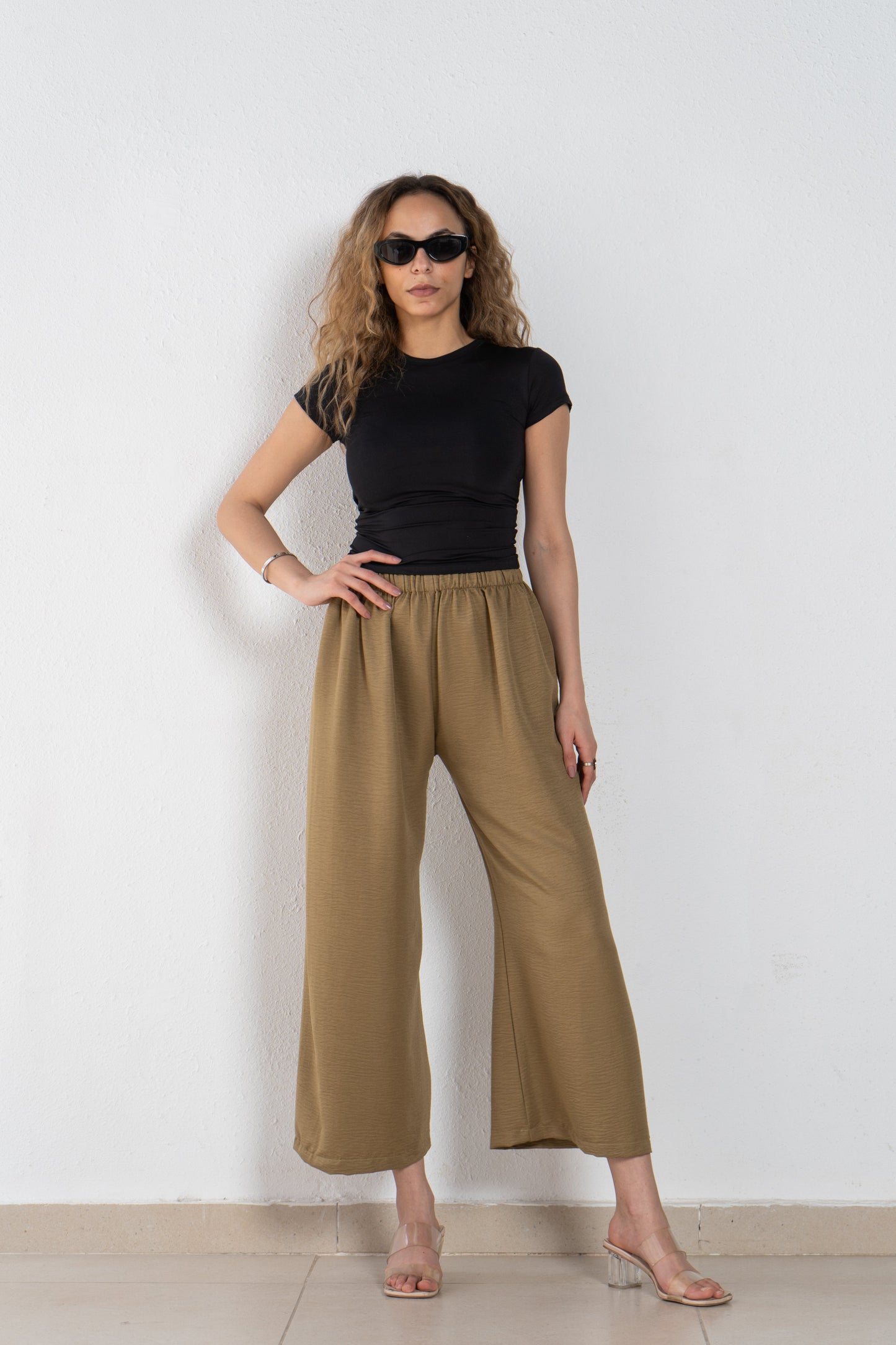 Basic linen elastic pant