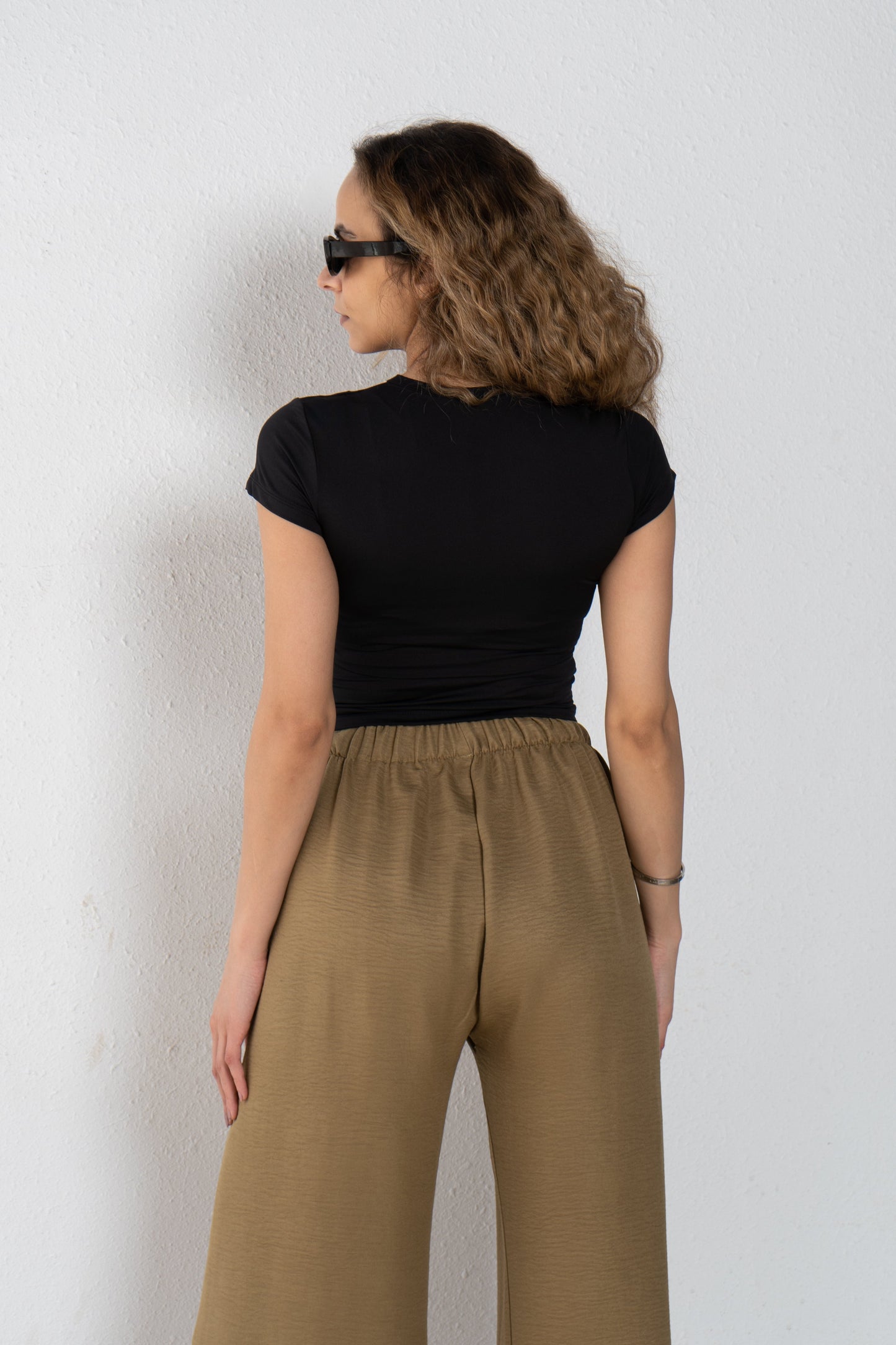 Basic linen elastic pant