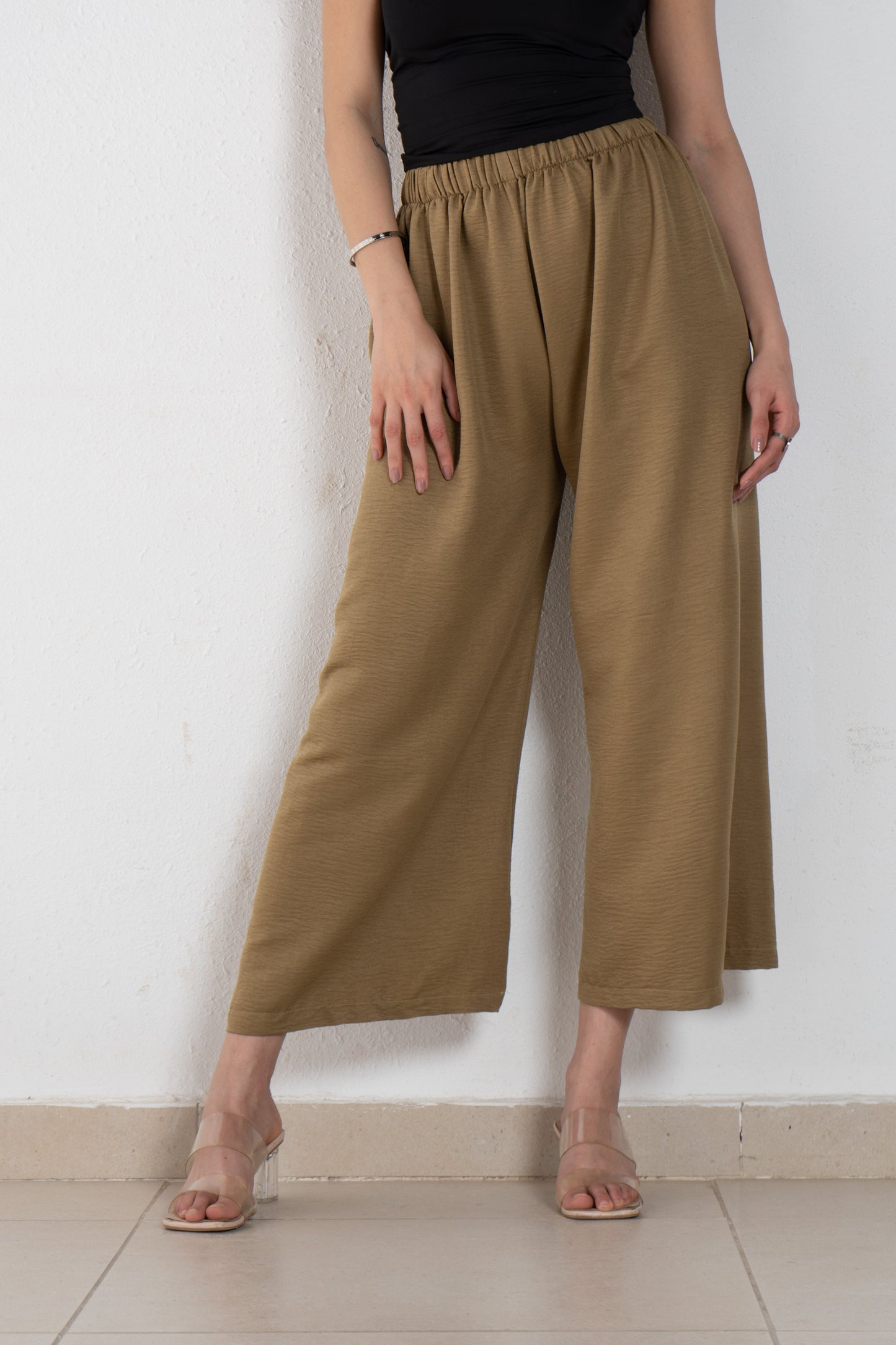 Basic linen elastic pant
