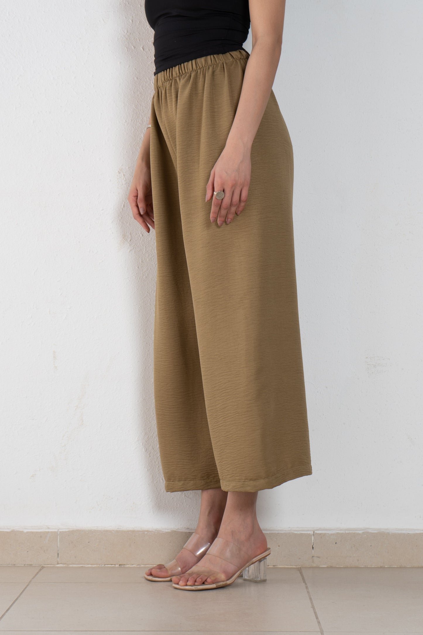 Basic linen elastic pant