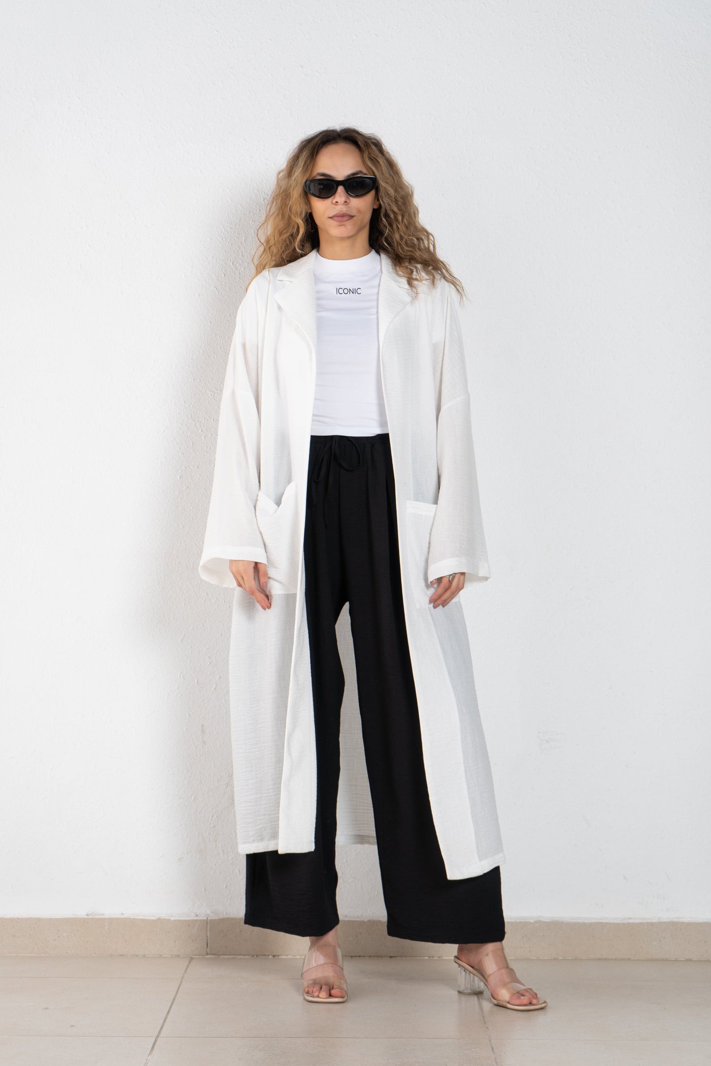 Linen long cardigan