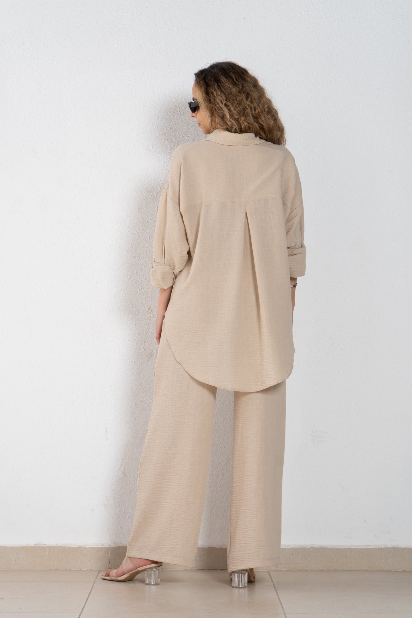 Linen wide leg pant