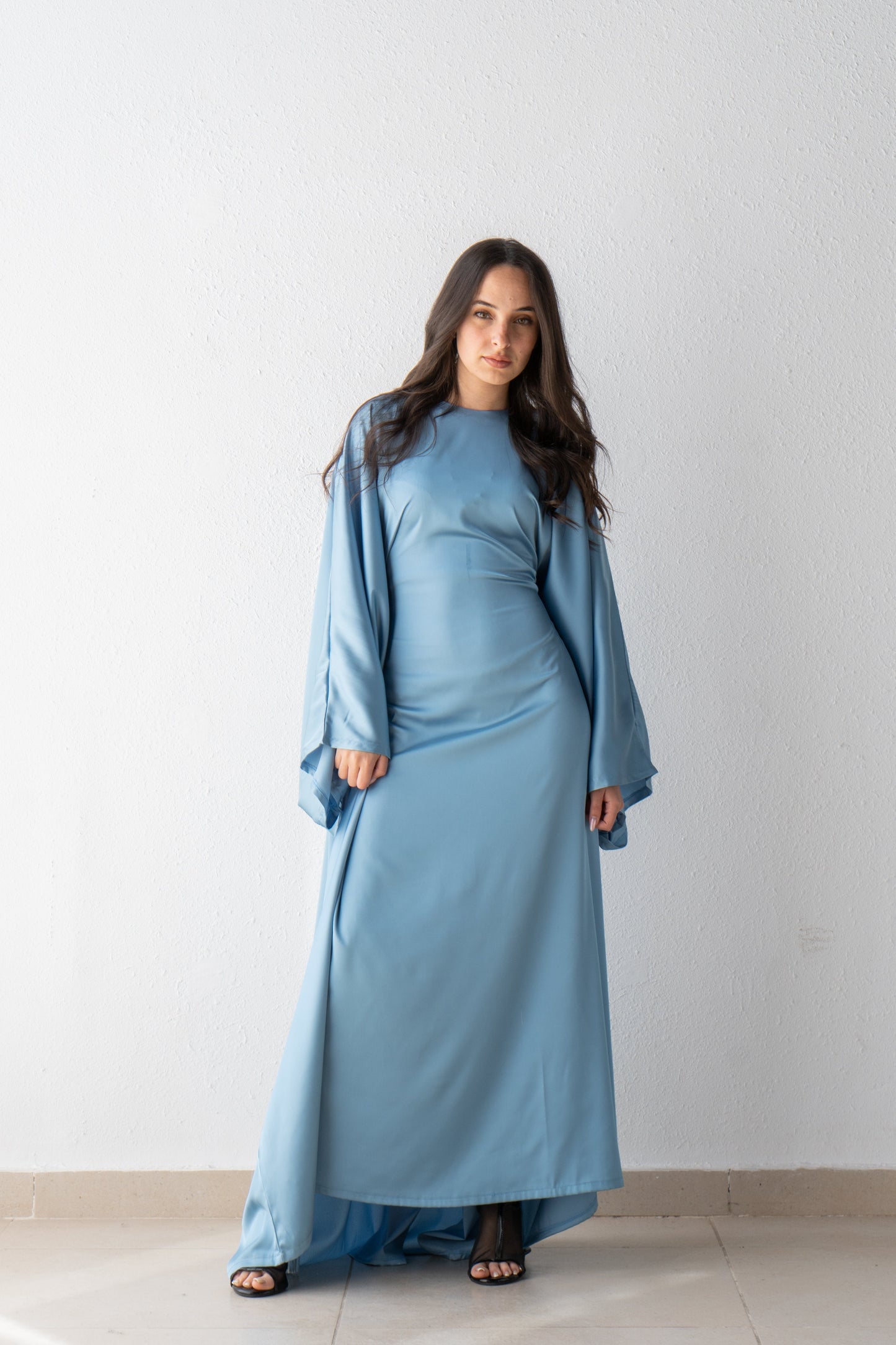 Satin Abaya with inside belt