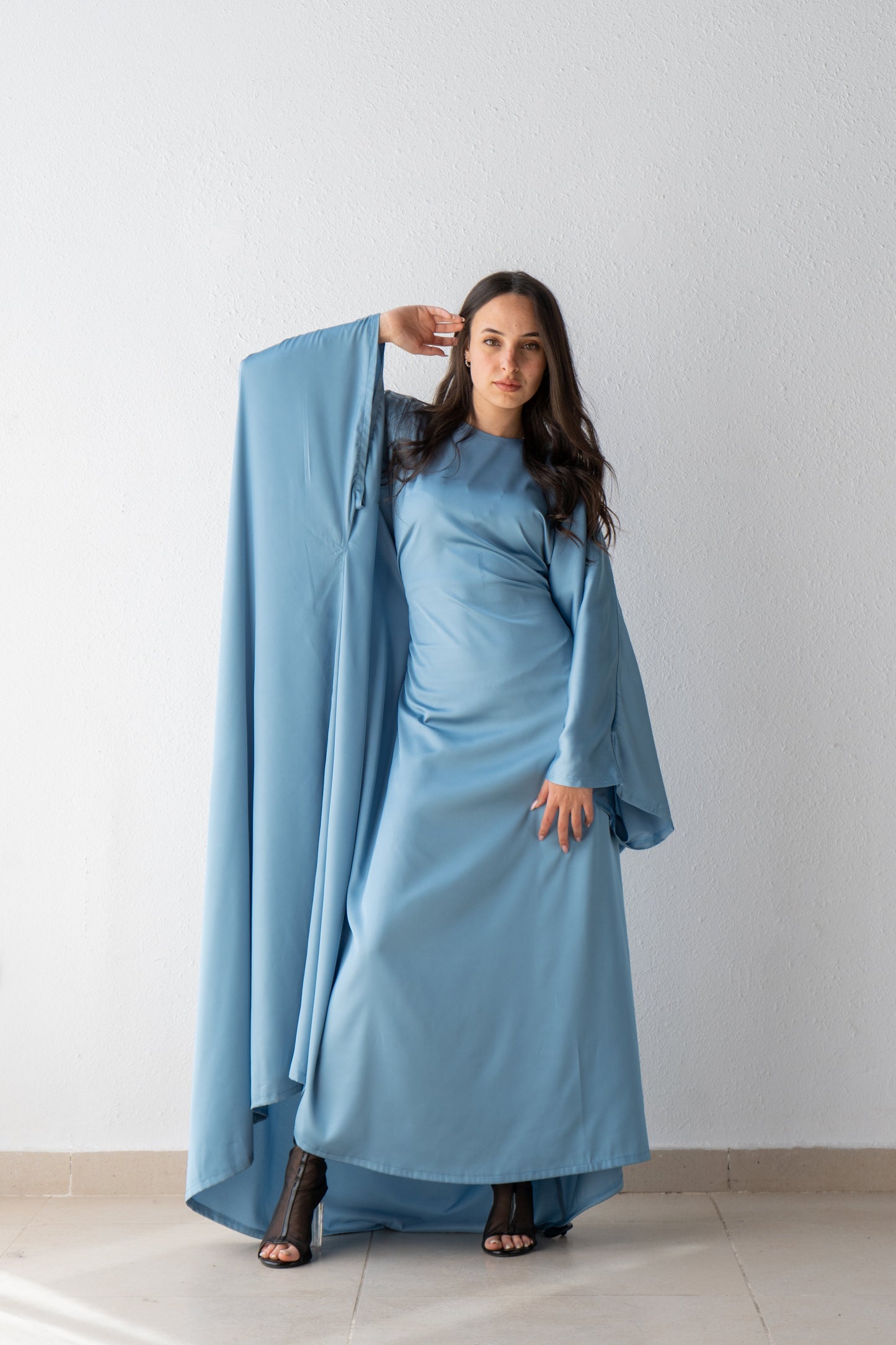 Satin Abaya with inside belt