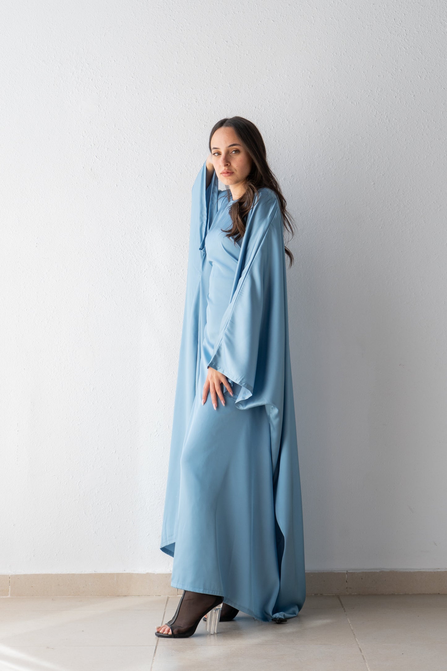 Satin Abaya with inside belt