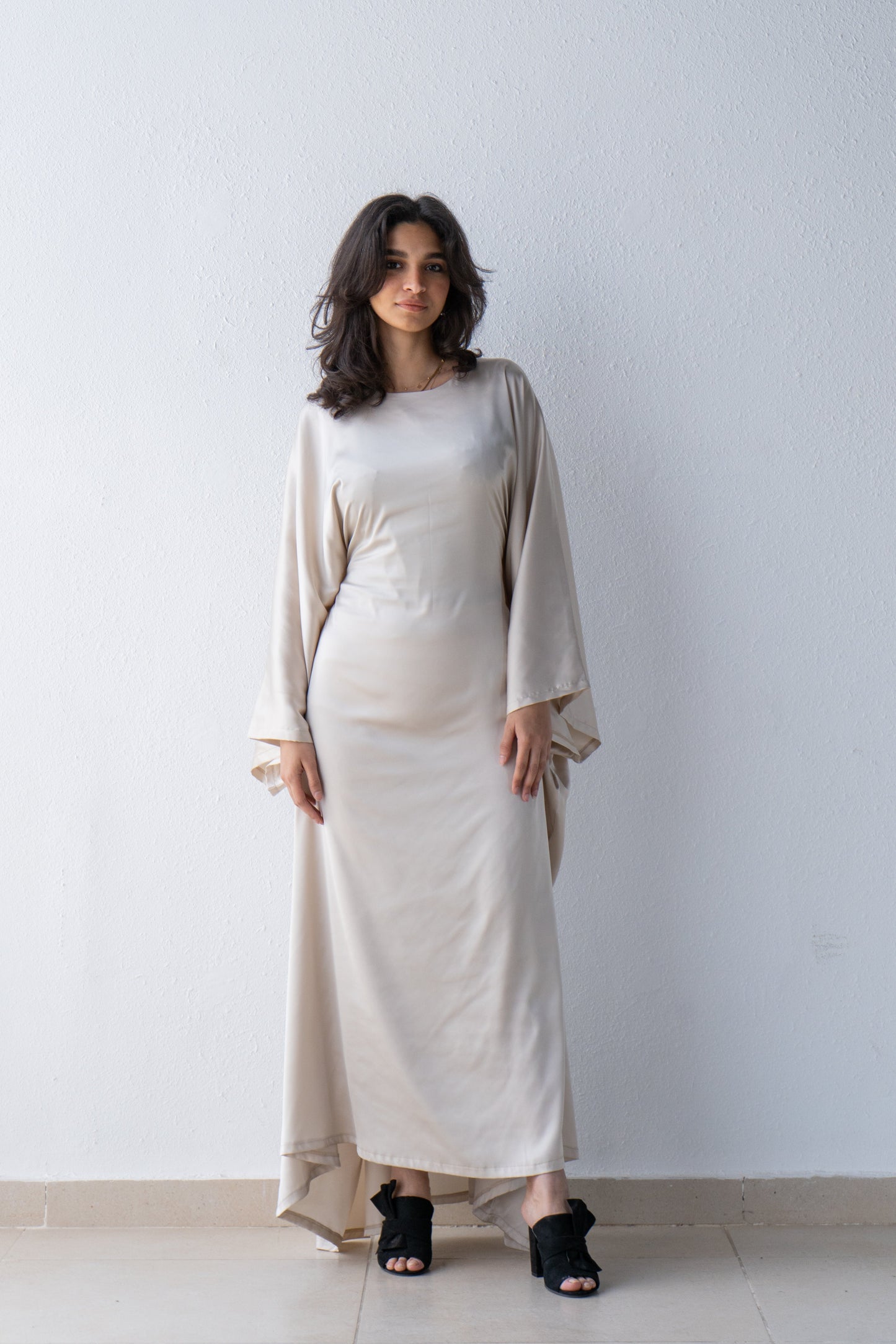 Satin Abaya with inside belt