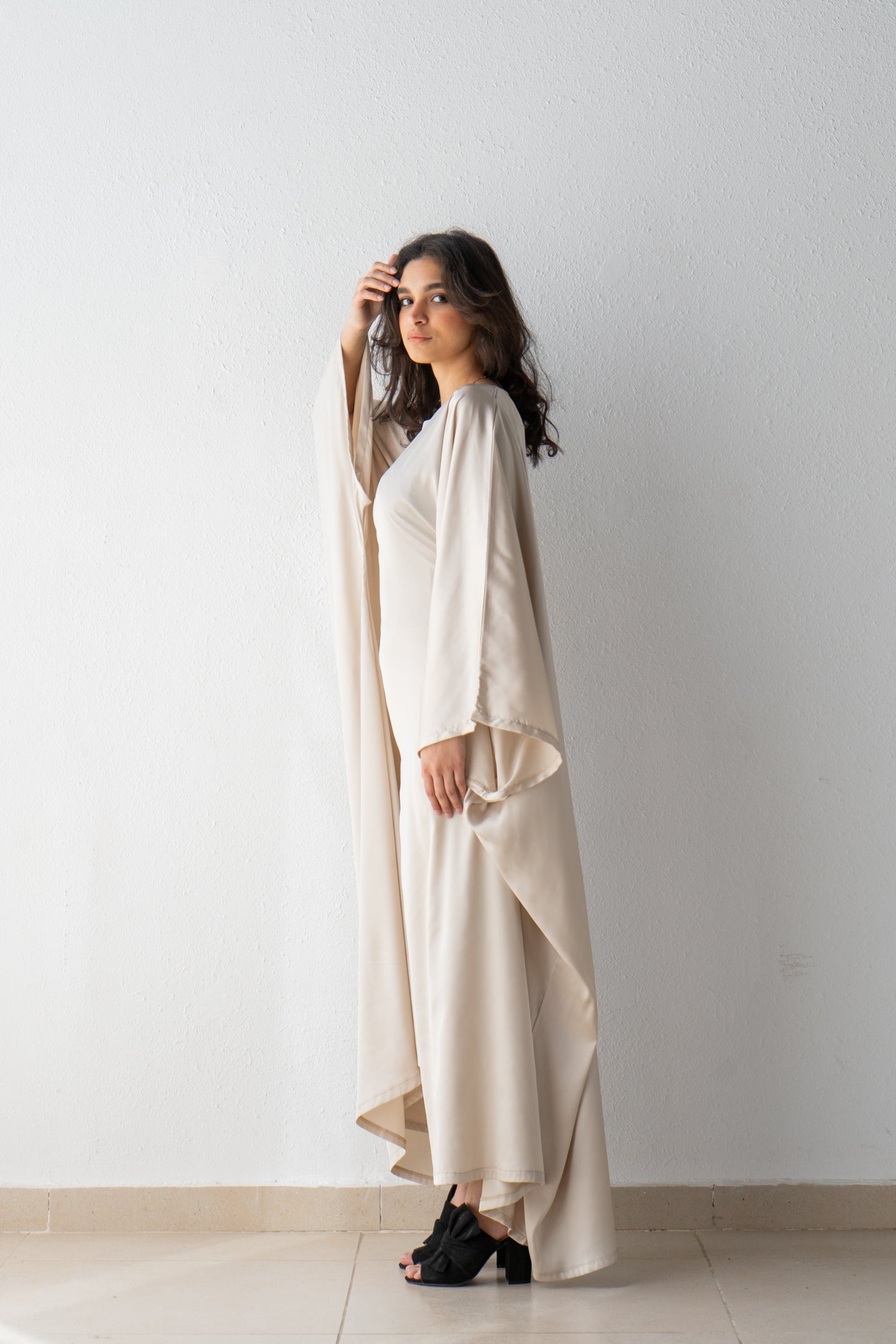 Satin Abaya with inside belt