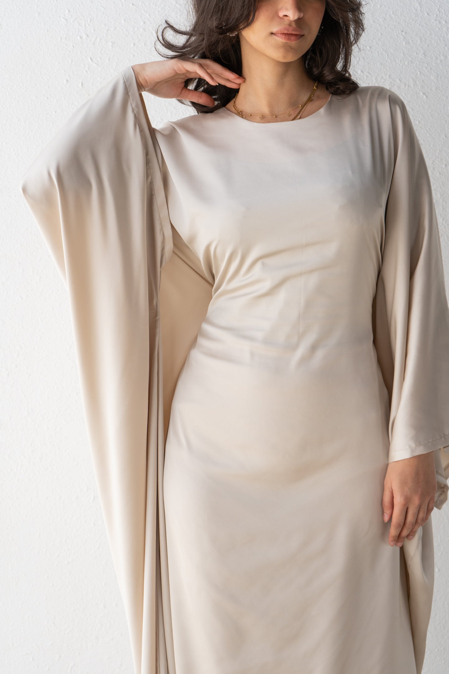 Satin Abaya with inside belt