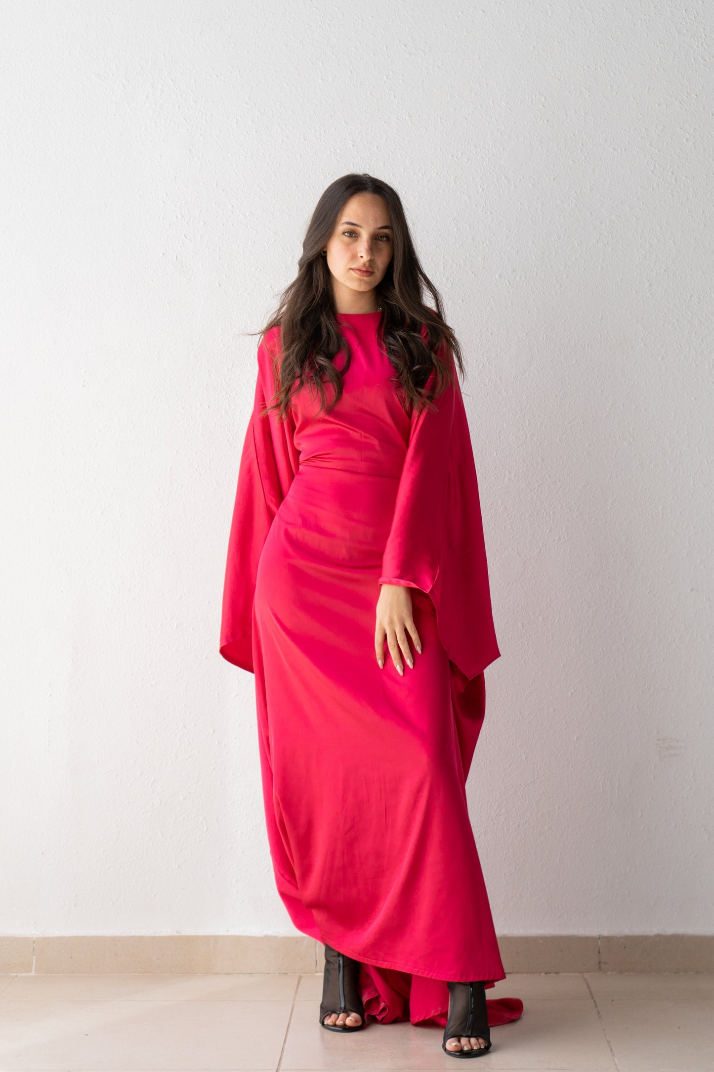 Satin Abaya with inside belt