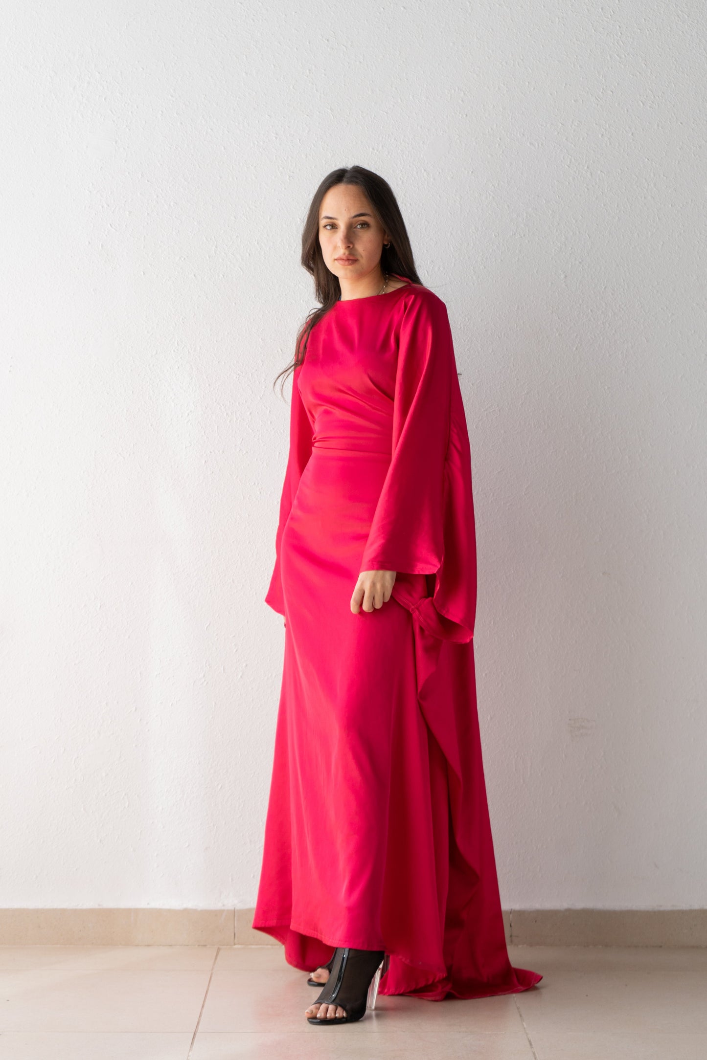 Satin Abaya with inside belt