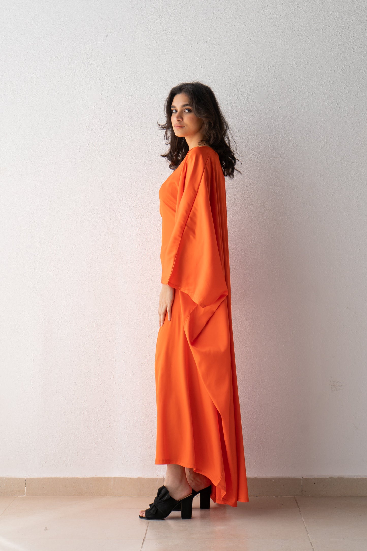 Satin Abaya with inside belt