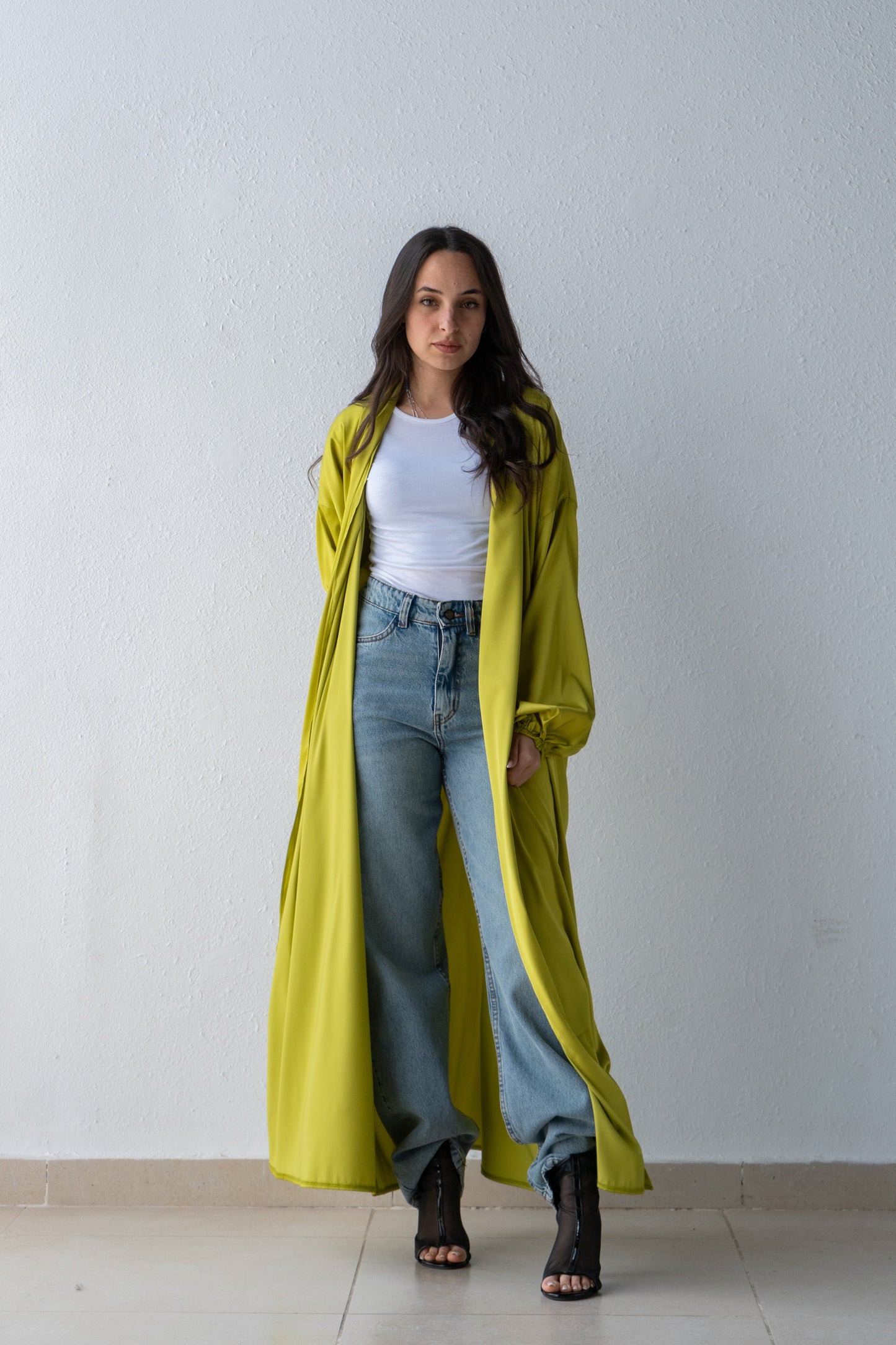 Satin Kimono with draped collar