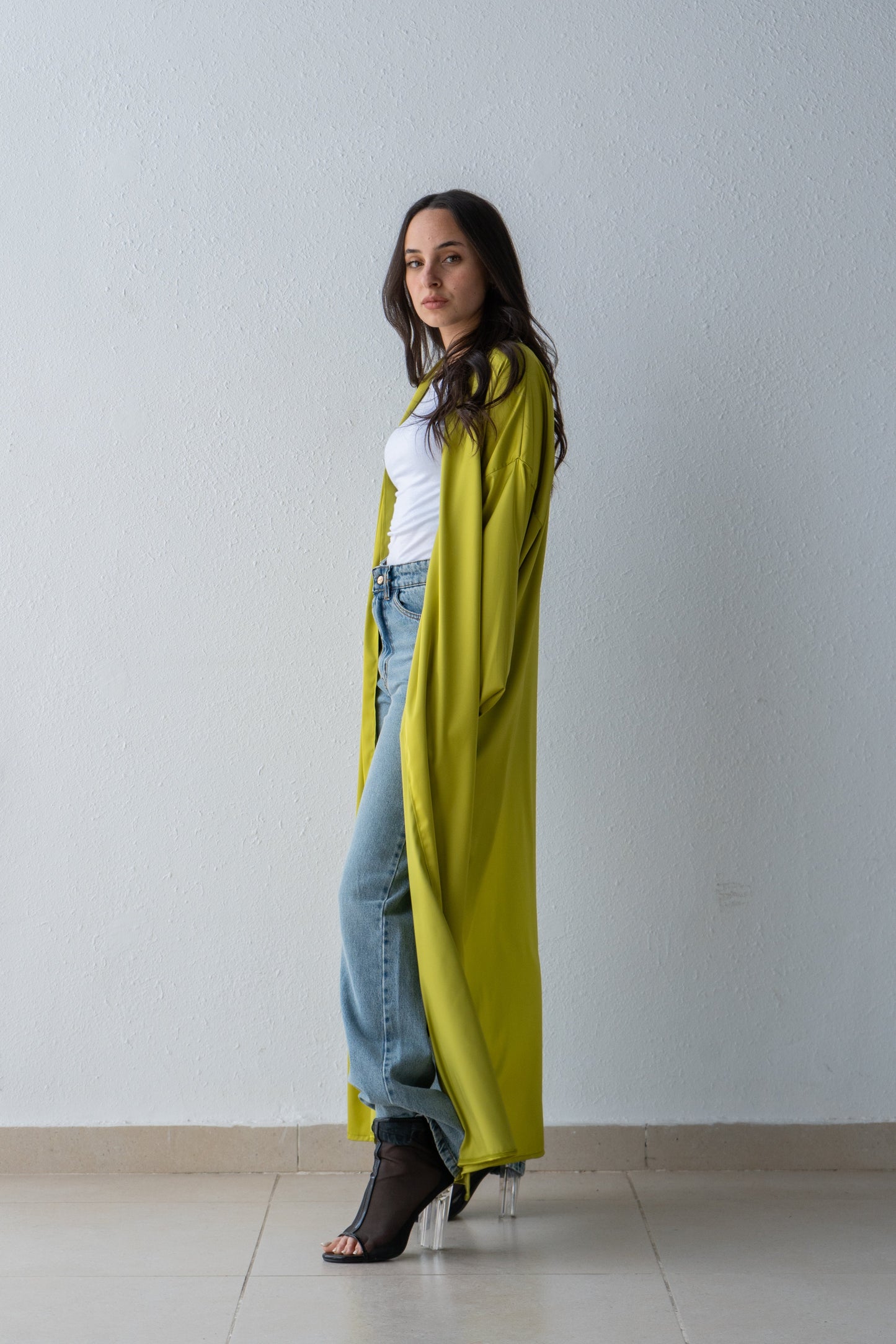 Satin Kimono with draped collar