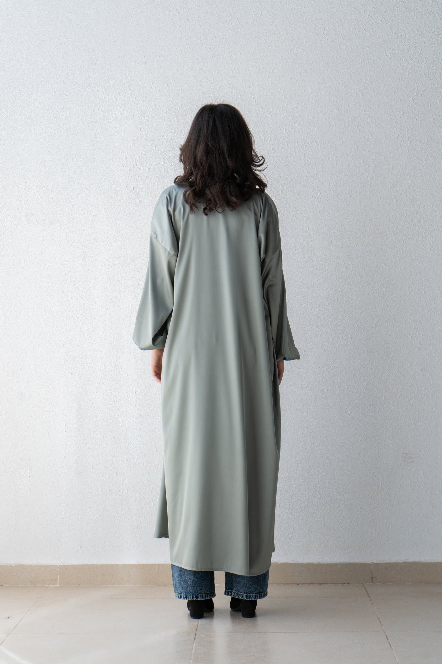 Satin Kimono with draped collar