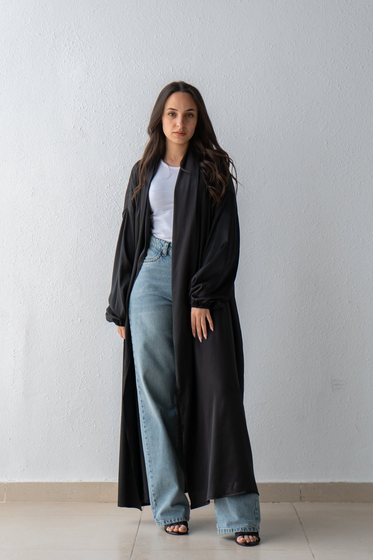 Satin Kimono with draped collar