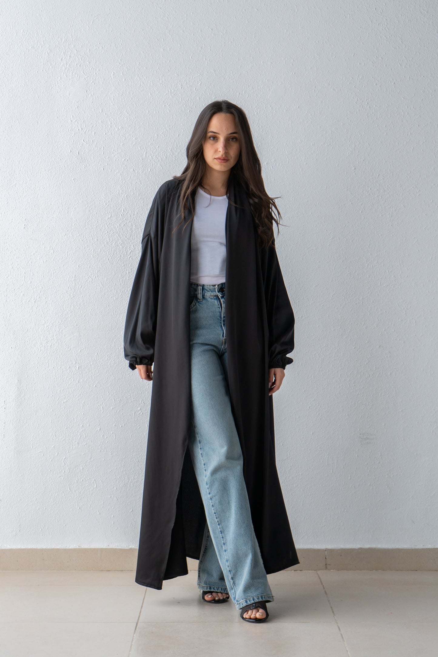 Satin Kimono with draped collar