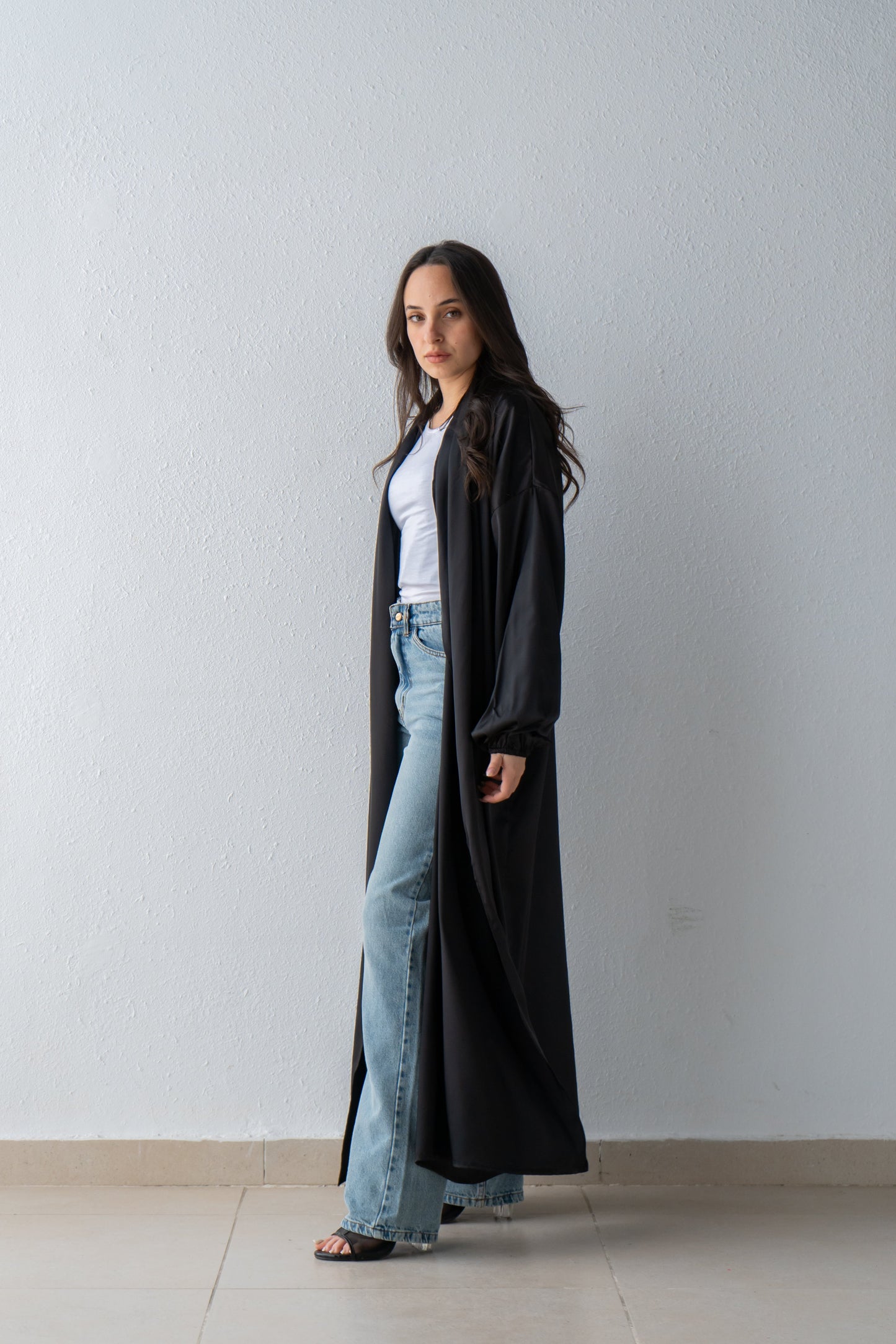 Satin Kimono with draped collar