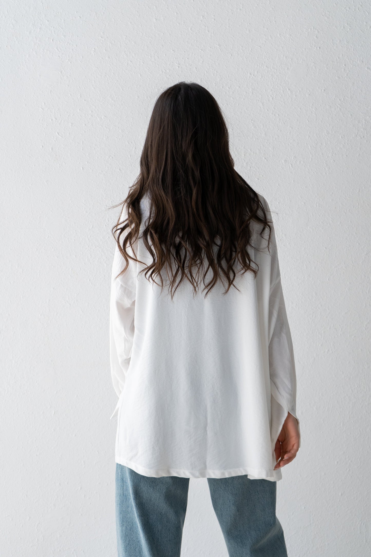 Long sleeves linen shirt with safari collar