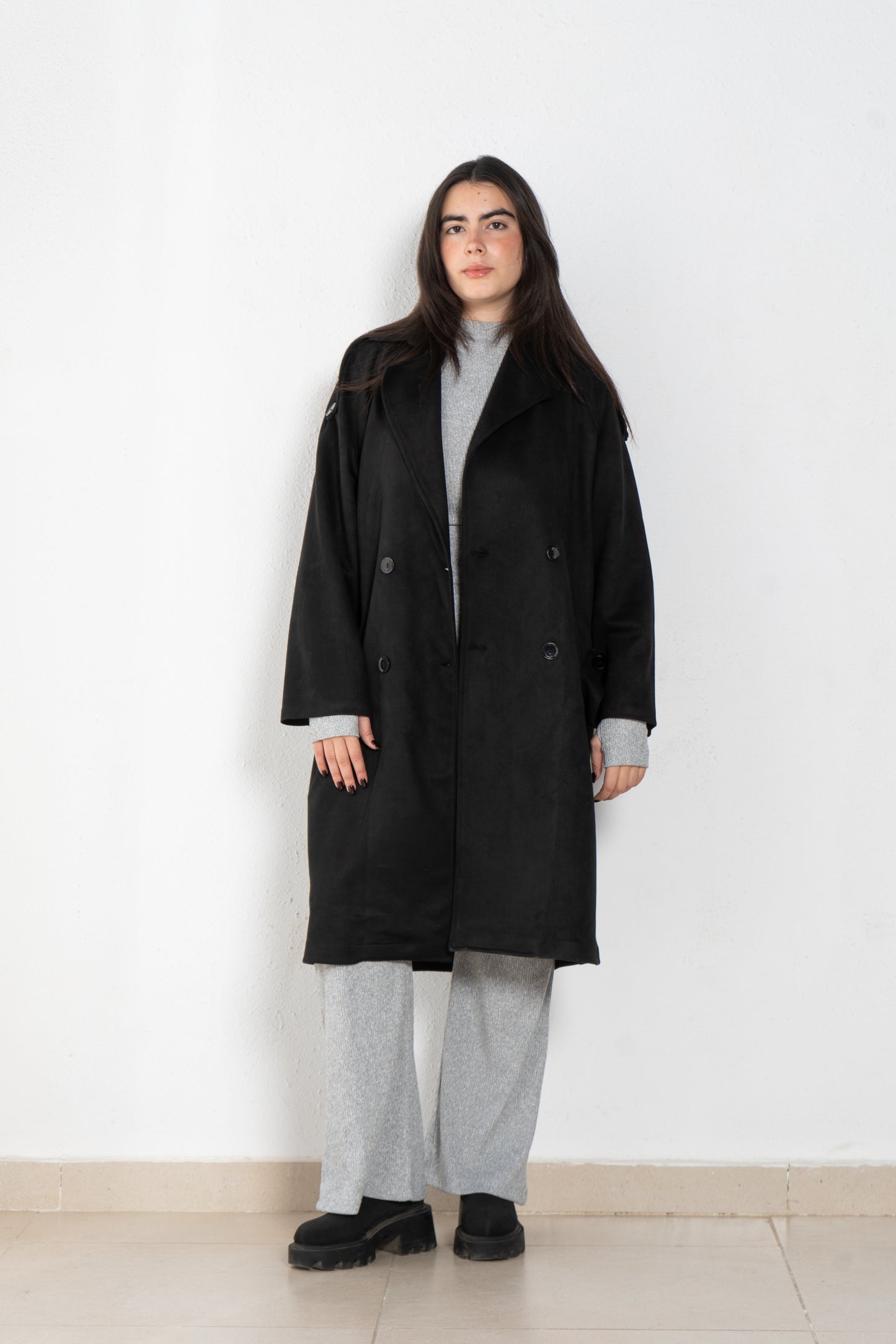 Suede trench coat