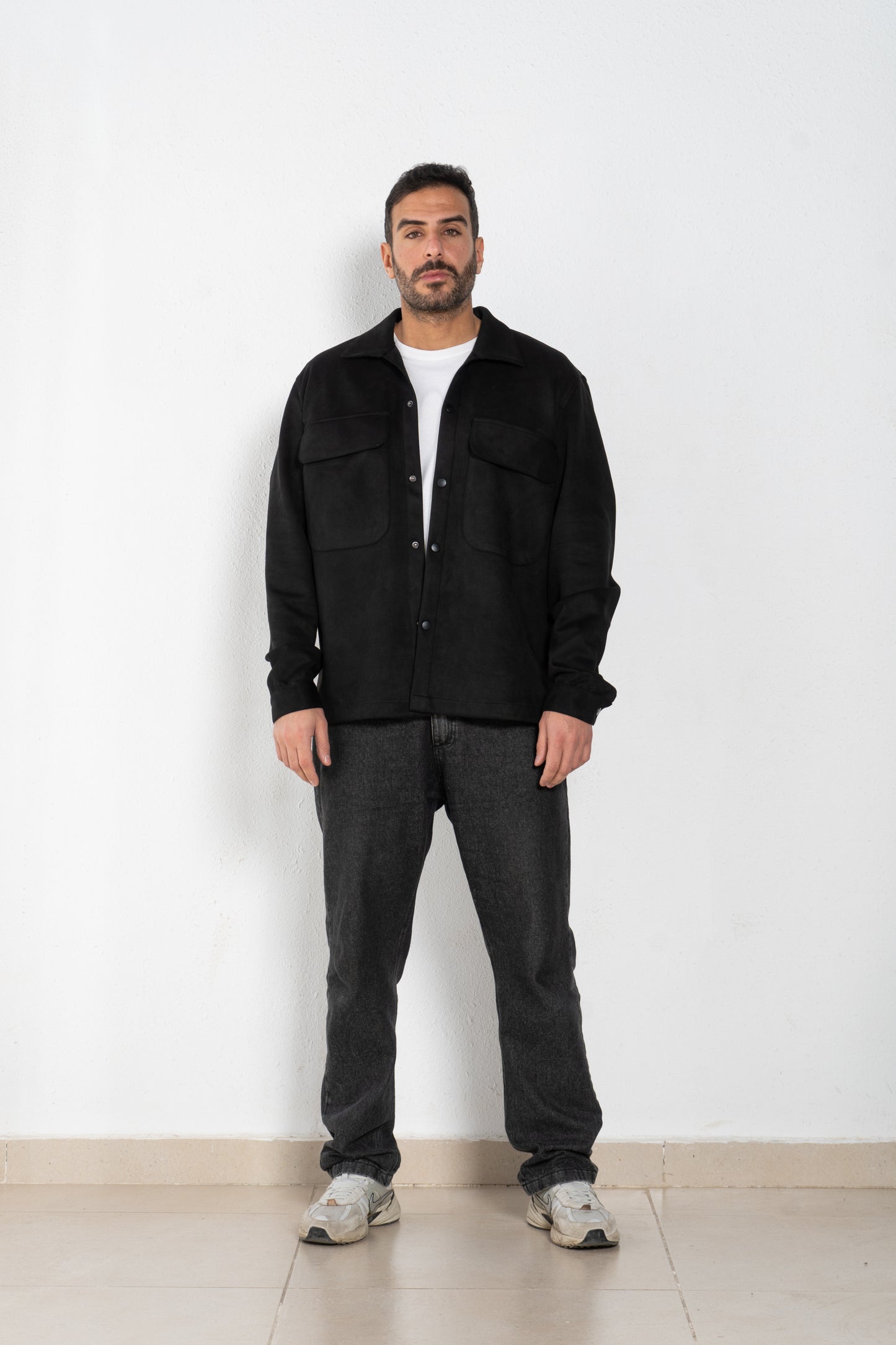 Suede Shirt jacket with front pockets