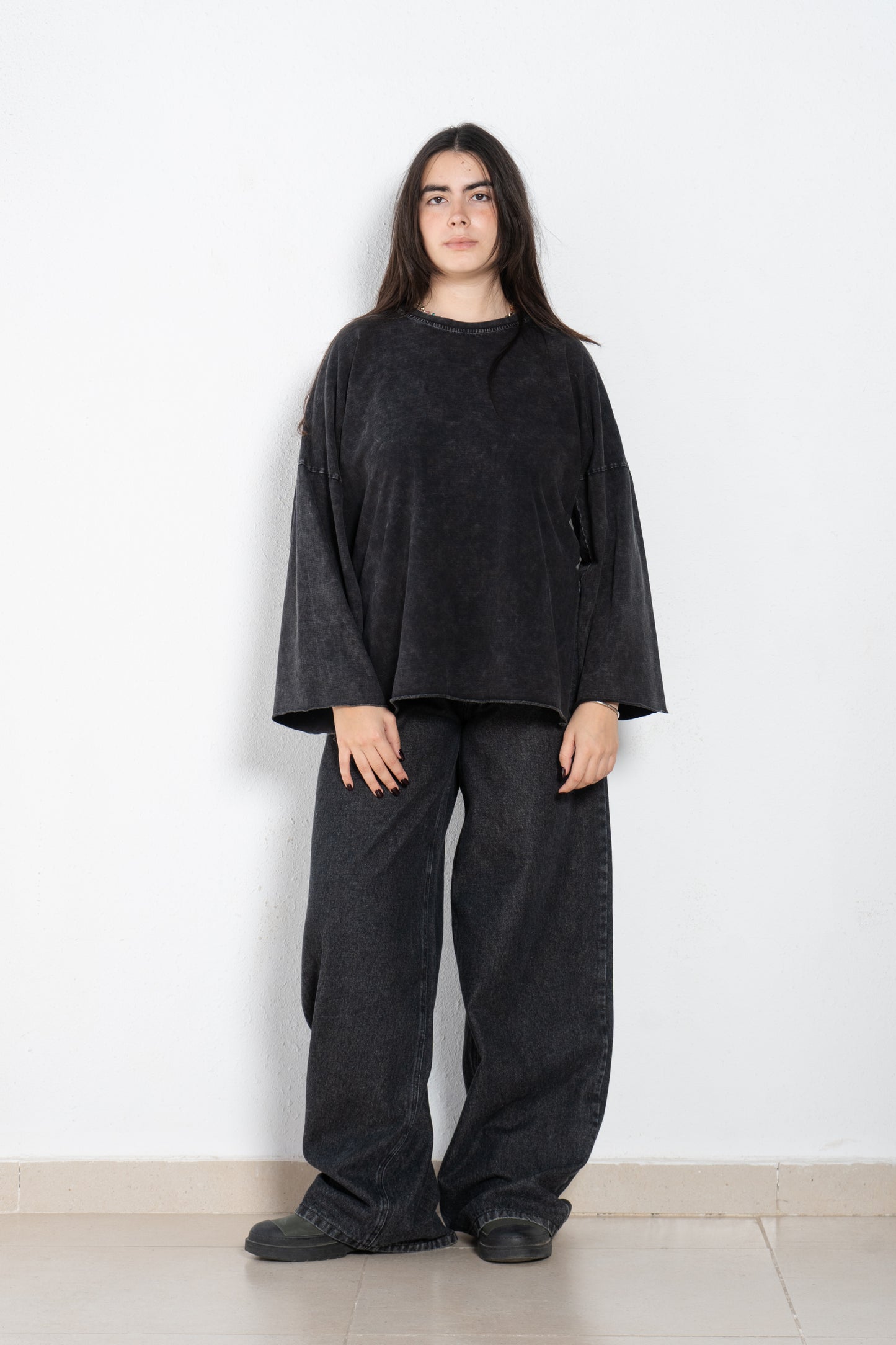 Washed Long sleeves oversized t shirt