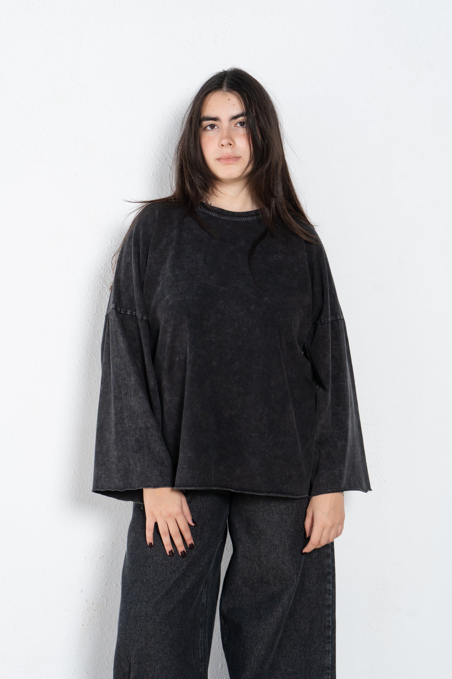 Washed Long sleeves oversized t shirt