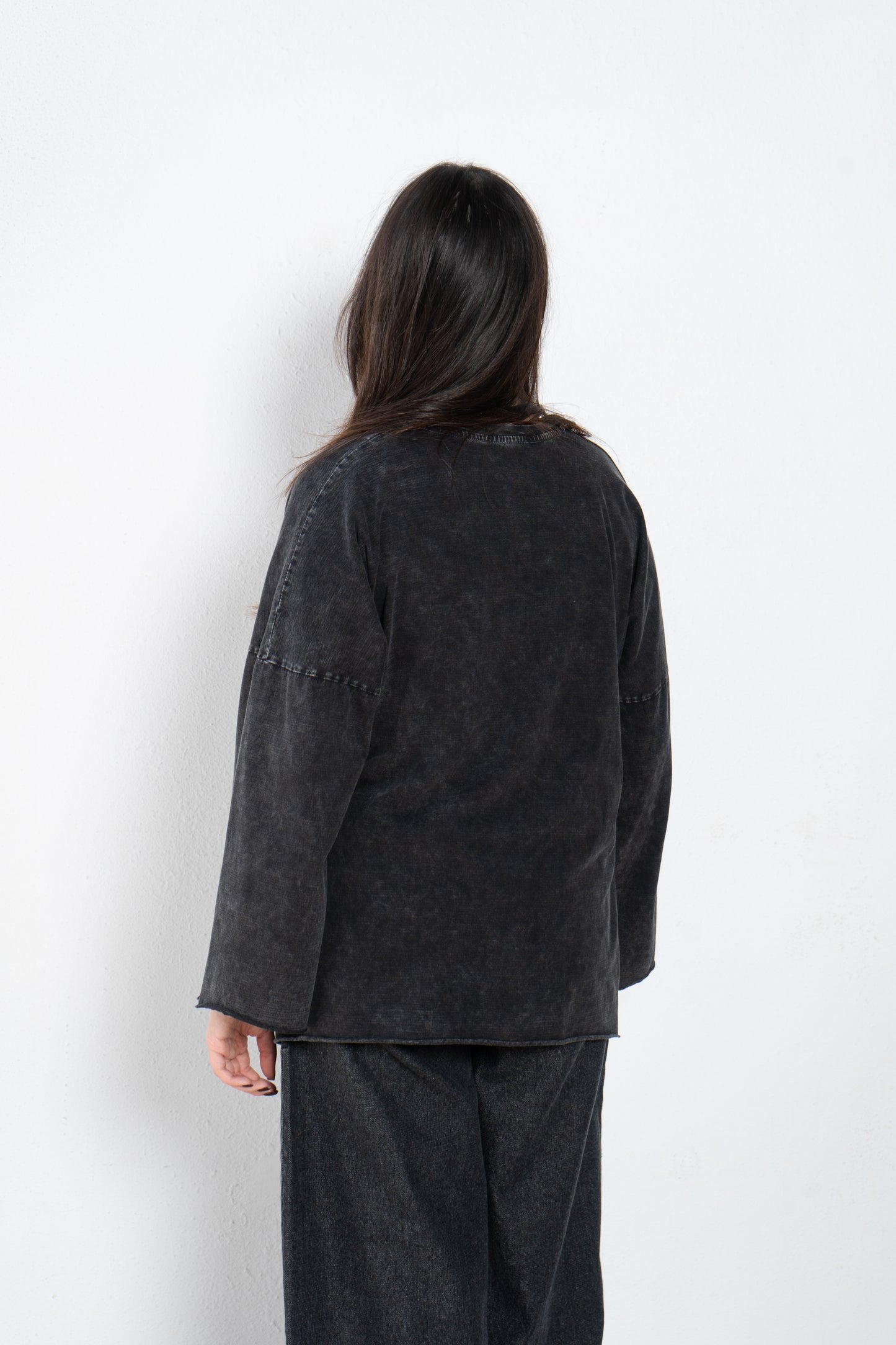 Washed Long sleeves oversized t shirt