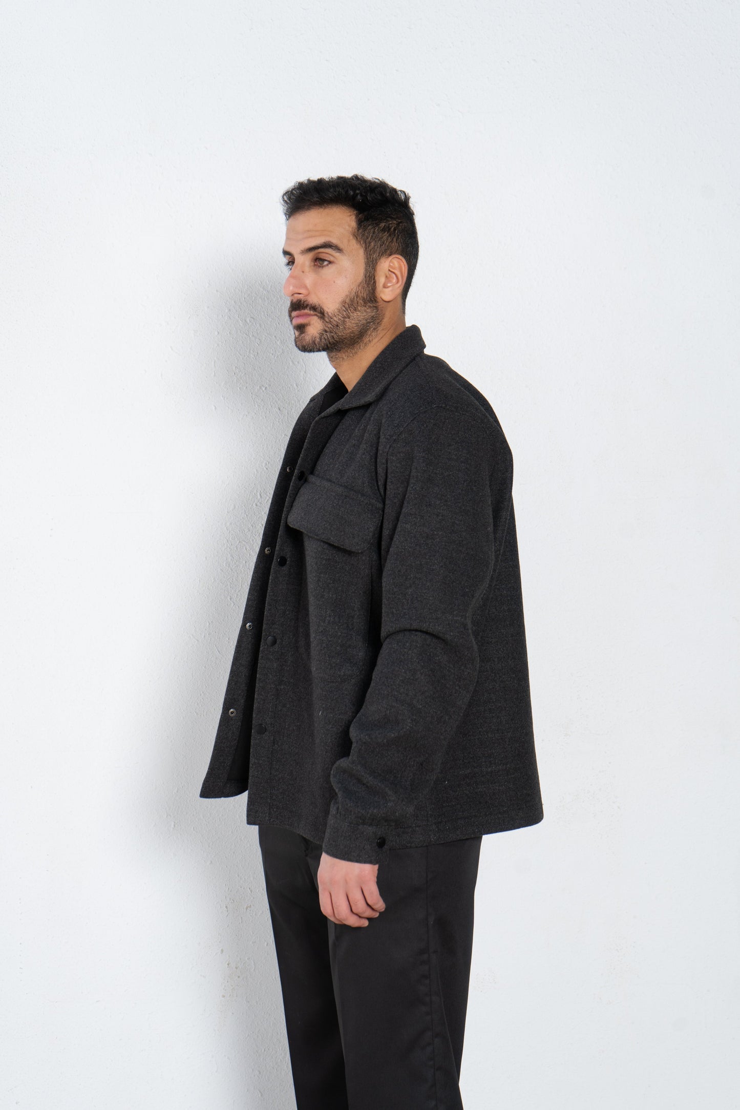 wool shirt jacket with front pockets