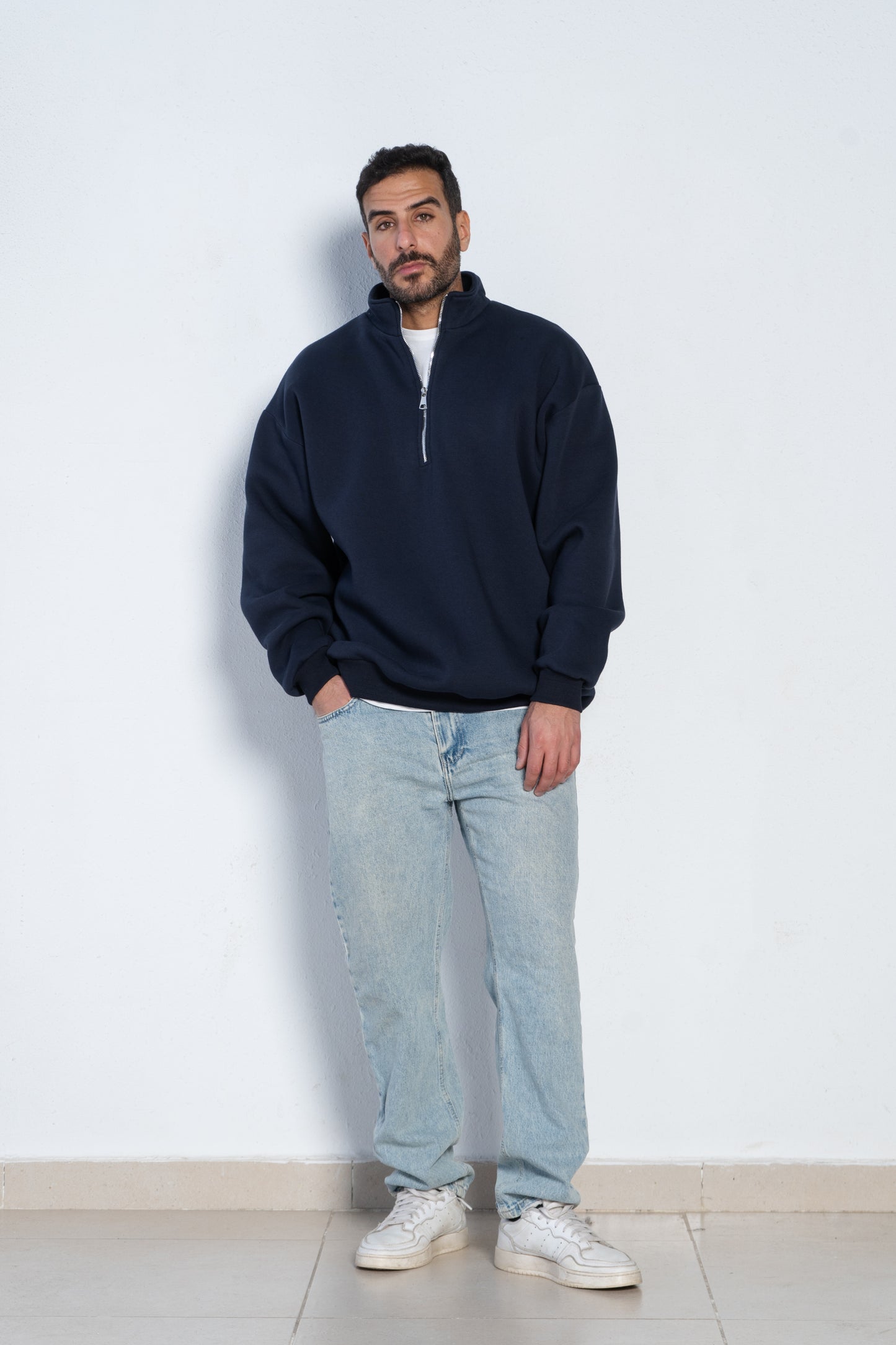 Basic oversized quarter zip with inside fleece