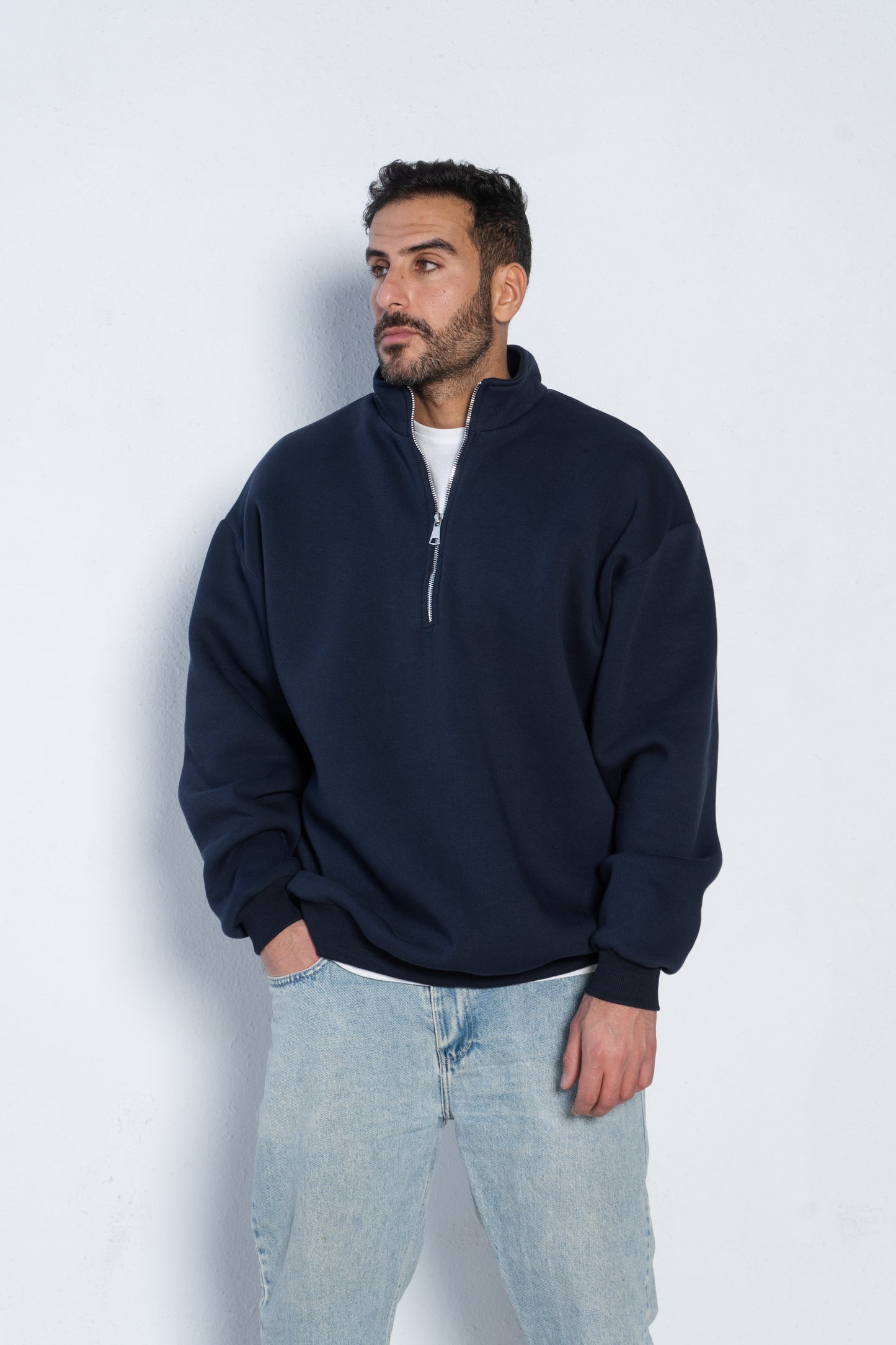 Basic oversized quarter zip with inside fleece
