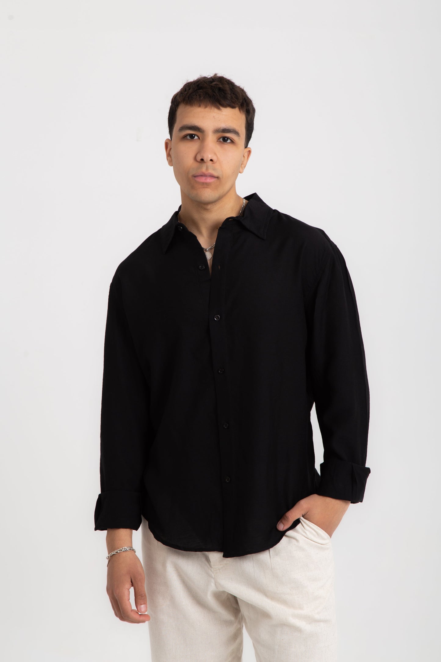 Long sleeves casual light cotton shirt