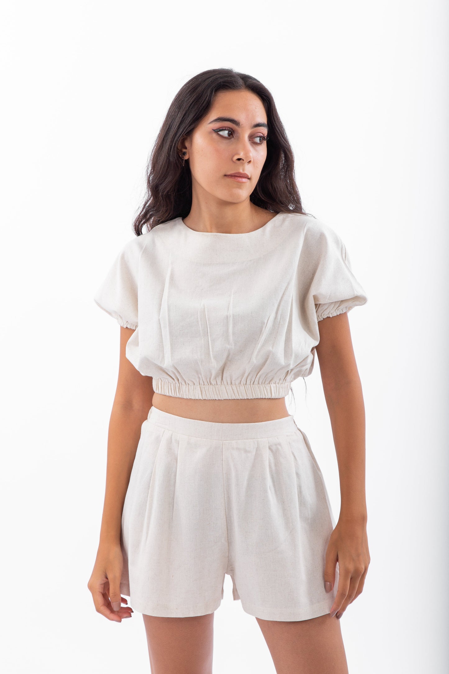 Linen top with elastic waist
