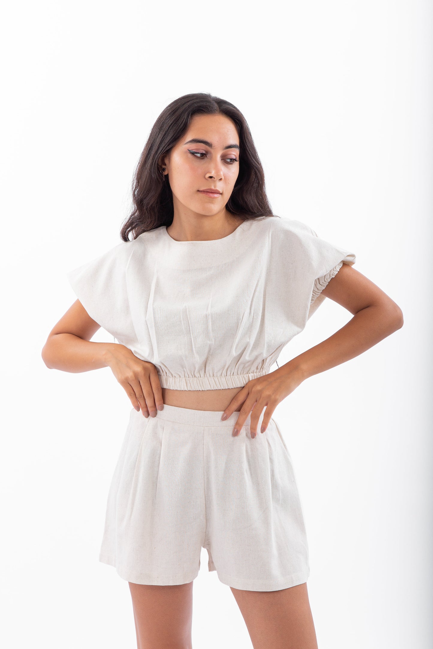 Linen top with elastic waist