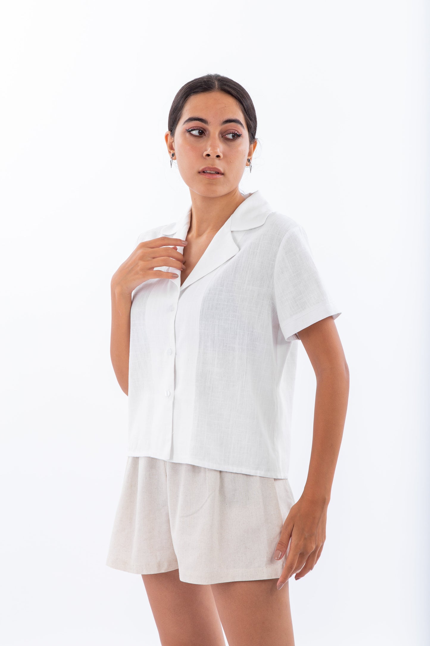 Short sleeves safari linen shirt