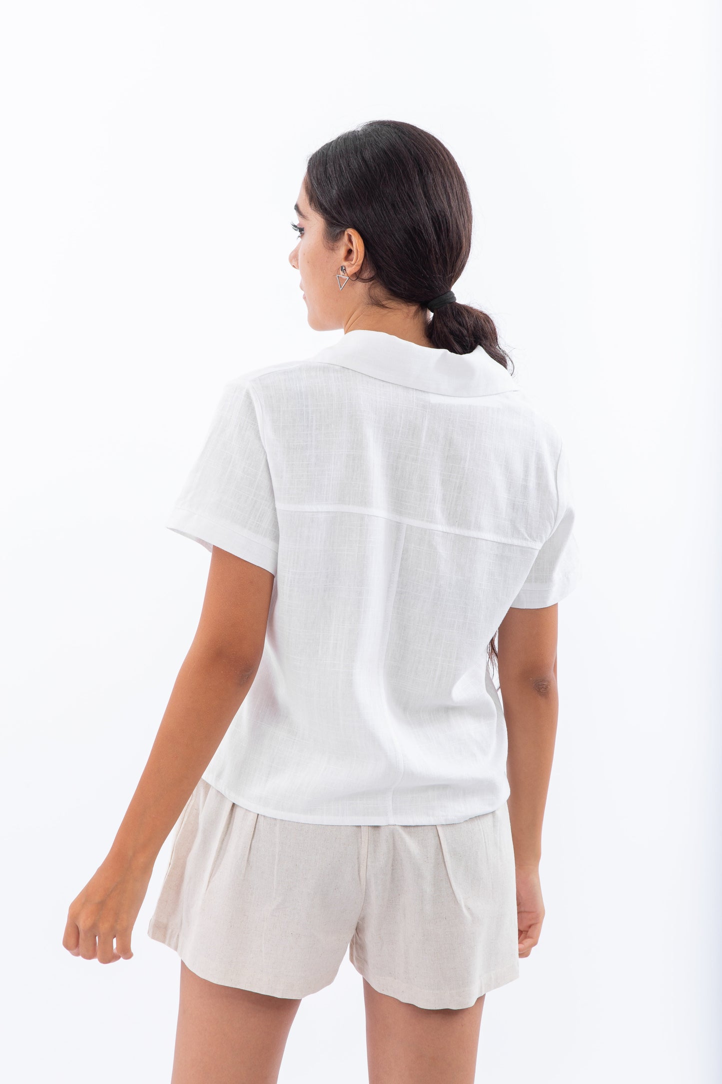 Short sleeves safari linen shirt