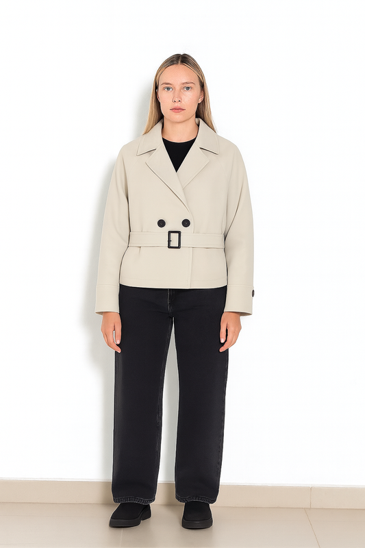 Cropped Trench gabardine jacket