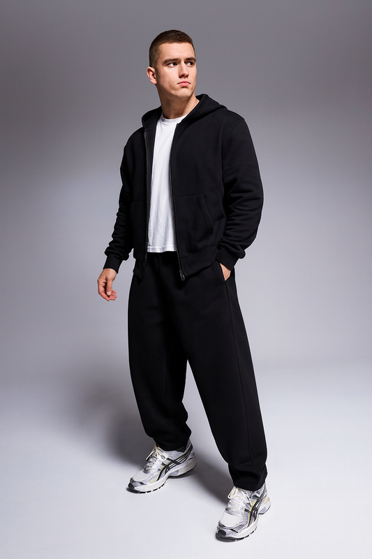 Two way zip oversized hoodie (french terry fabric)