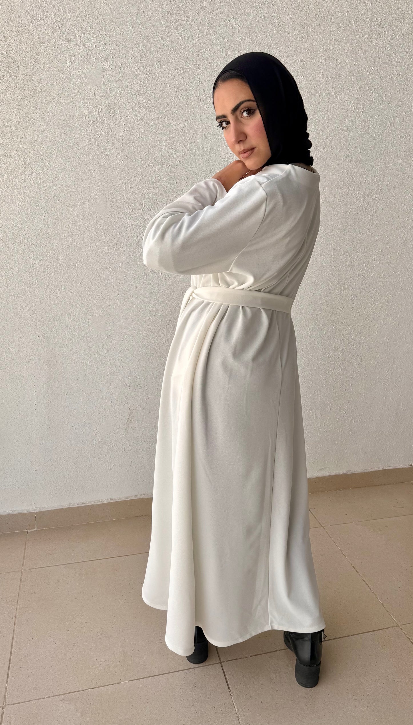 Modest dress with belt