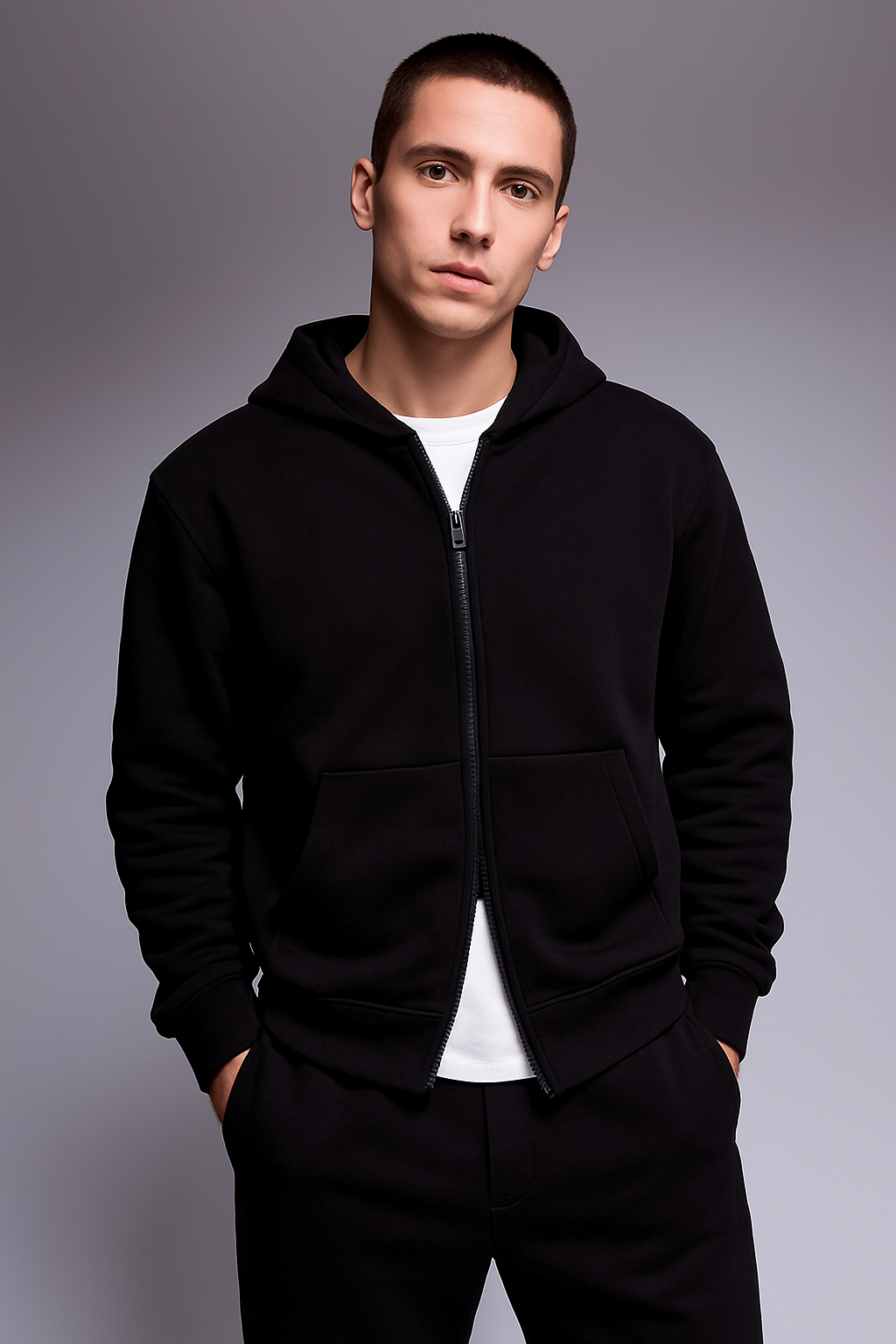 Two way zip oversized hoodie (french terry fabric)