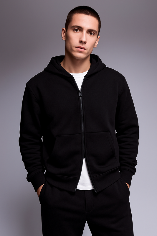 Two way zip oversized hoodie (melton with inside fleece)