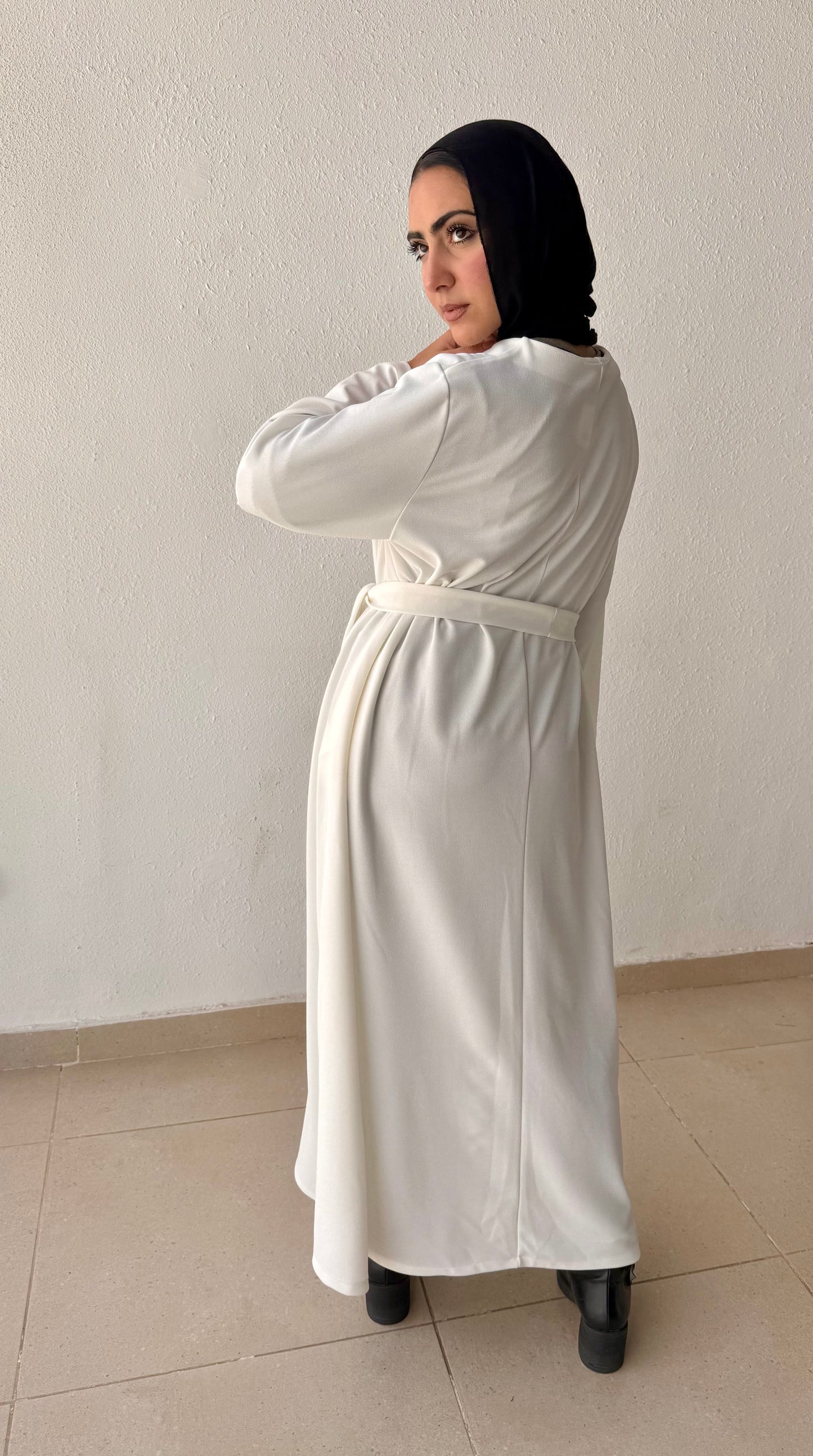 Modest dress with belt