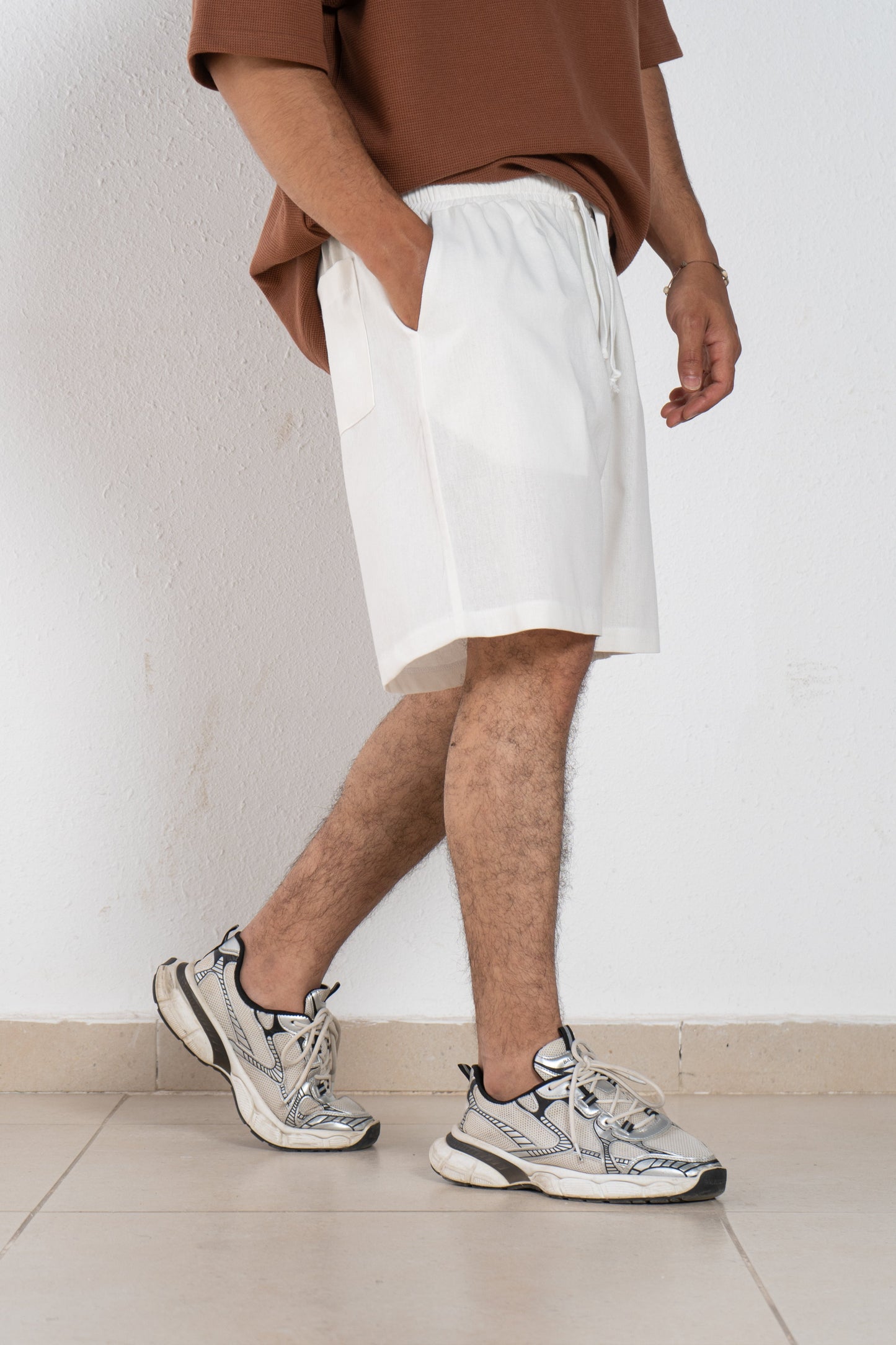 Linen man shorts with elastic band
