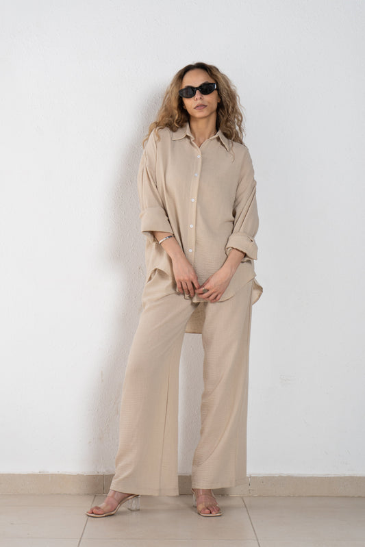 Linen wide leg pant