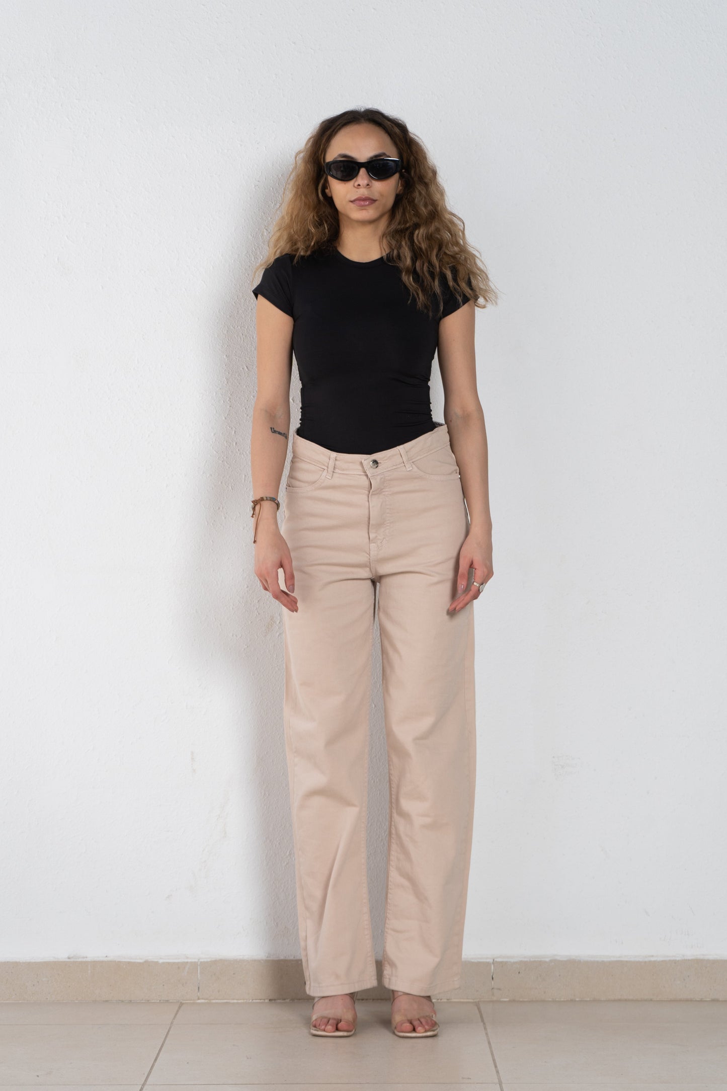 Gabardine wide leg pants