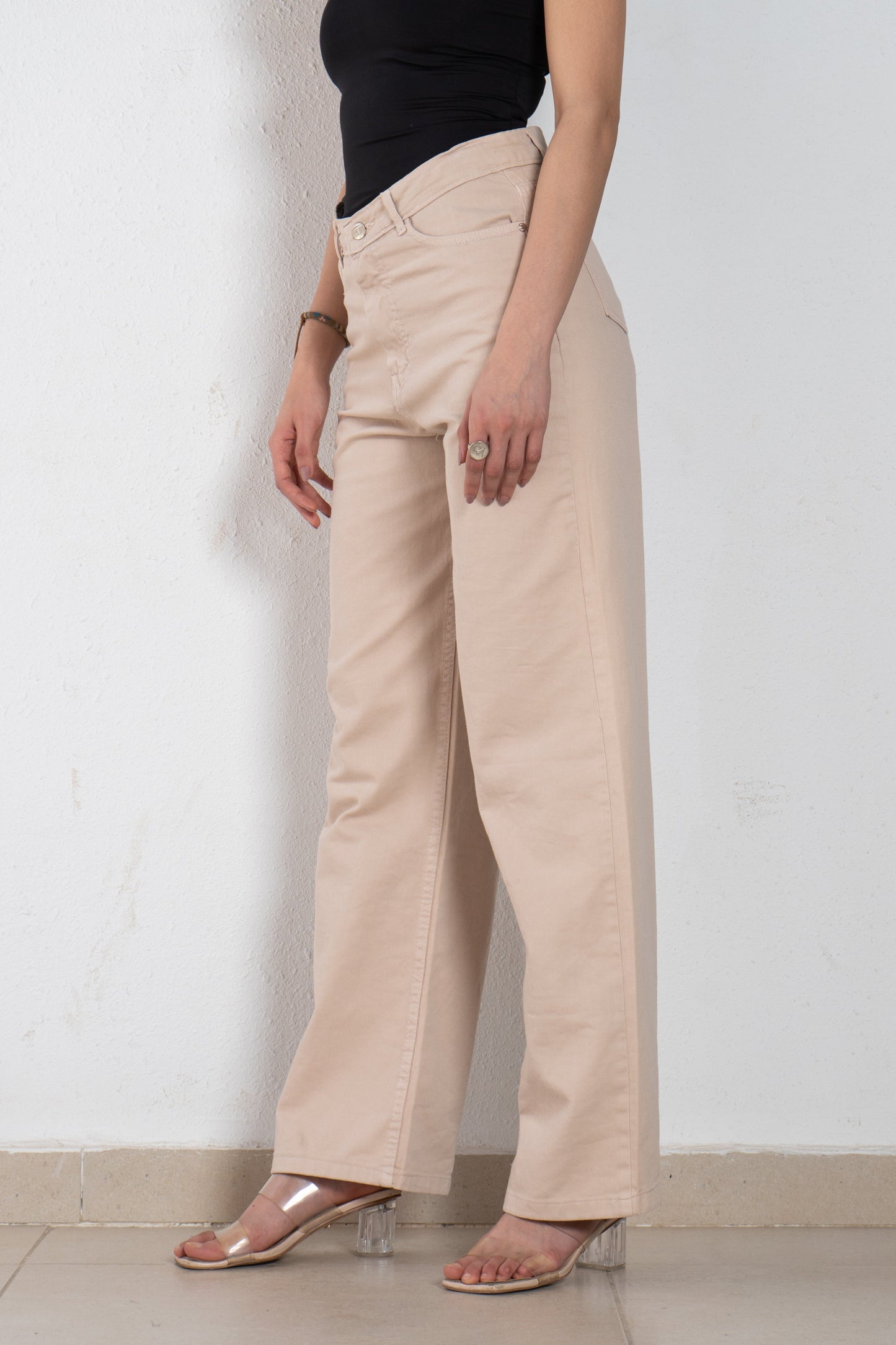 Gabardine wide leg pants